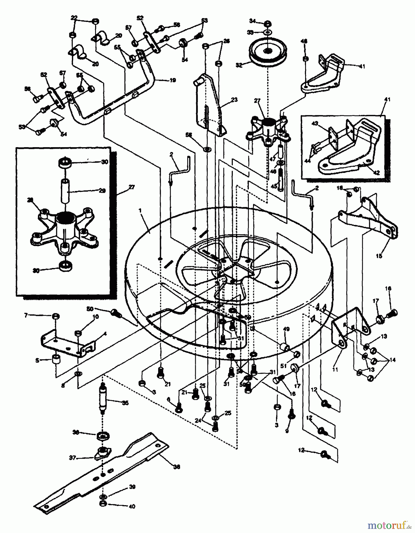 Husqvarna Reitermäher, Motor hinten Rider 800 - Husqvarna Rear-Engine Rider (1993-04 & After) Pre-Paint Deck Assembly
