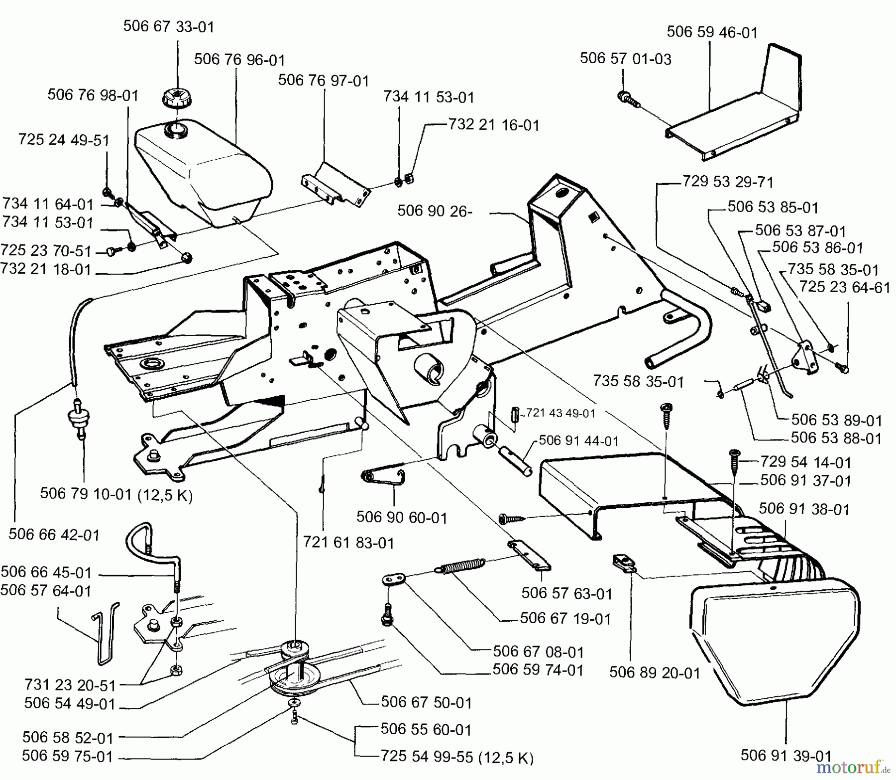 Husqvarna Reitermäher, Motor hinten Rider 850 - Husqvarna Swedish Rider (1994-03 & After) Chassis