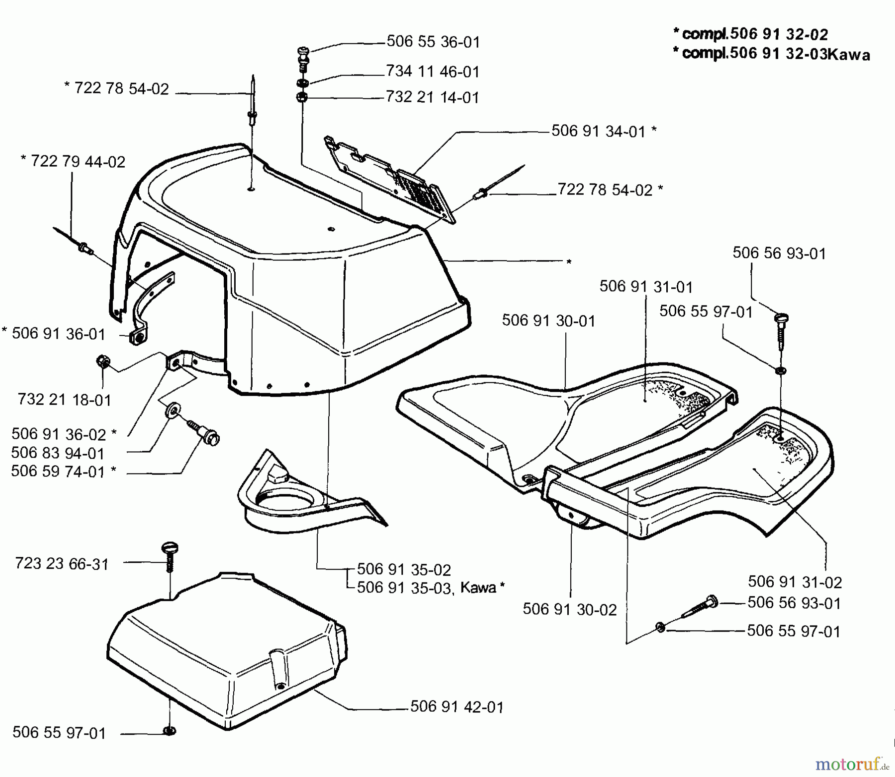 Husqvarna Reitermäher, Motor hinten Rider 850 - Husqvarna Swedish Rider (1994-03 & After) Engine Cover / Foot Tray