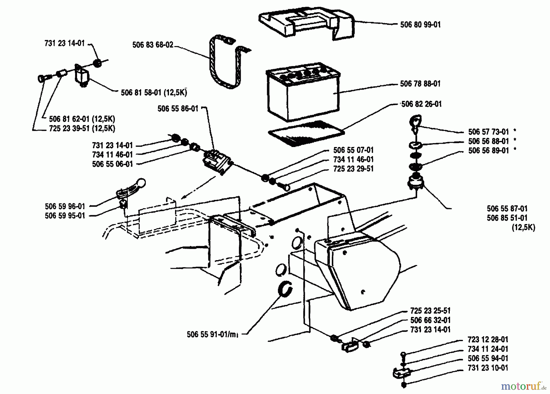 Husqvarna Reitermäher, Motor hinten Rider 850 12 5K - Husqvarna Swedish Rider (1991-01 & After) Battery Housing