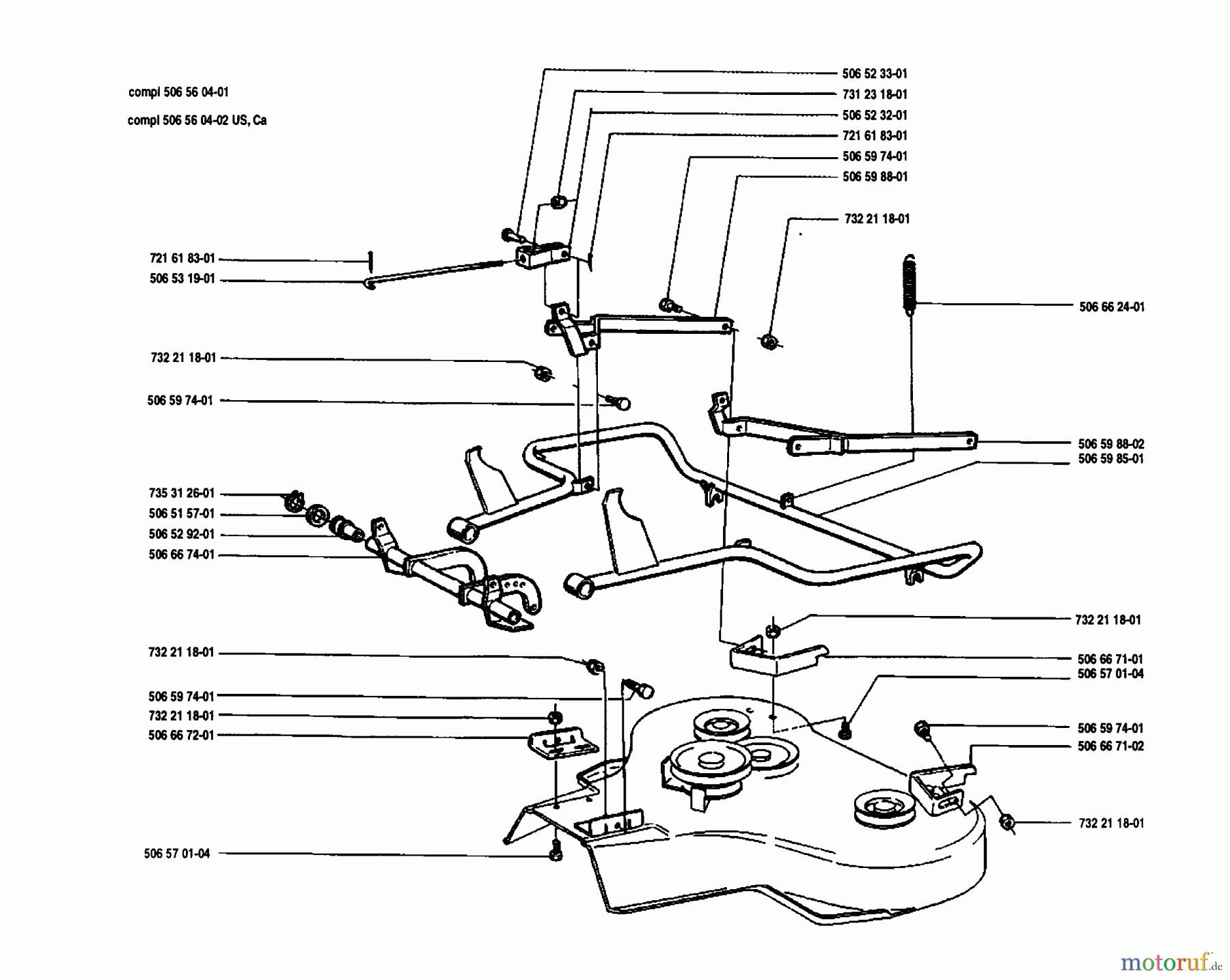 Husqvarna Reitermäher, Motor hinten Rider 850 12 - Husqvarna Swedish Rider (1989-02 to 1990-01) Deck Assembly