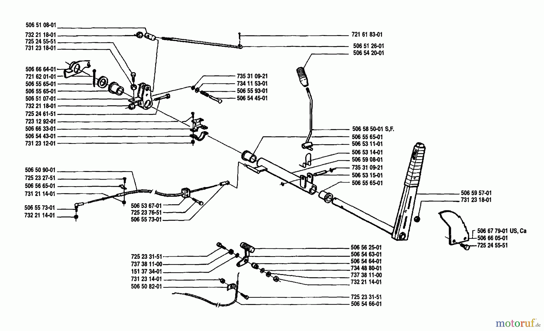 Husqvarna Reitermäher, Motor hinten Rider 850 12 - Husqvarna Swedish Rider (1989-02 to 1990-01) Height Adjuster Assembly