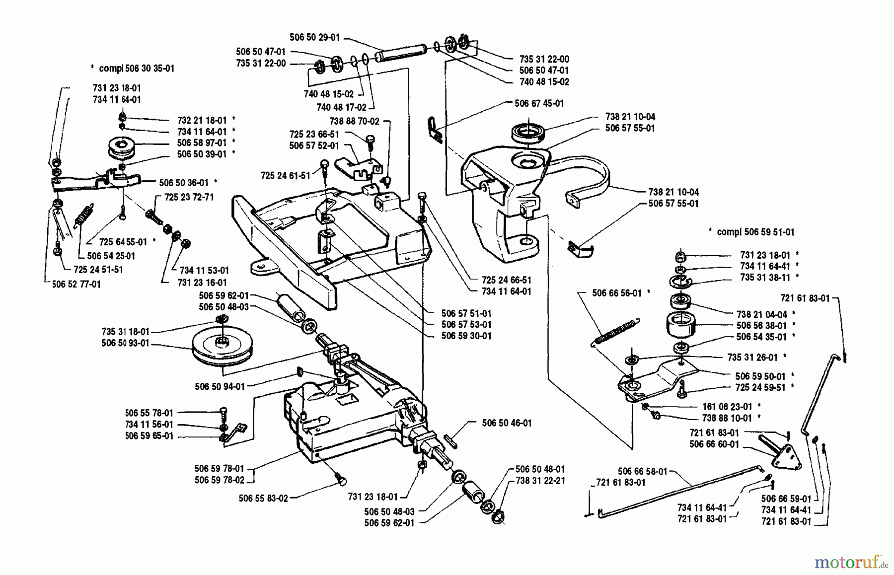 Husqvarna Reitermäher, Motor hinten Rider 850 8 - Husqvarna Swedish Rider (1990-02 & After) Frame And Belt Tension Assembly
