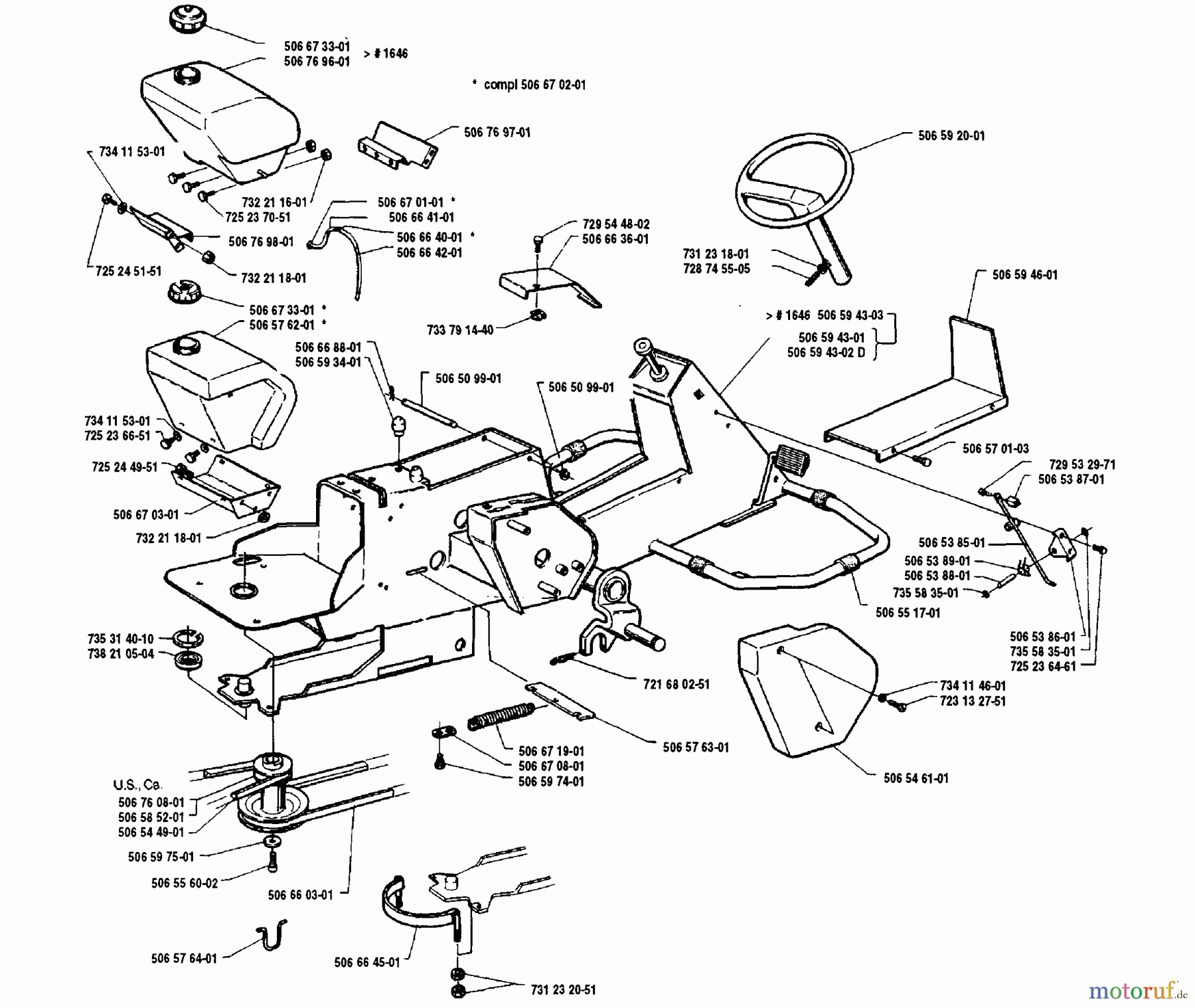 Husqvarna Reitermäher, Motor hinten Rider 850 12 - Husqvarna Swedish Rider (1990-02 to 1990-12) Frame Assembly