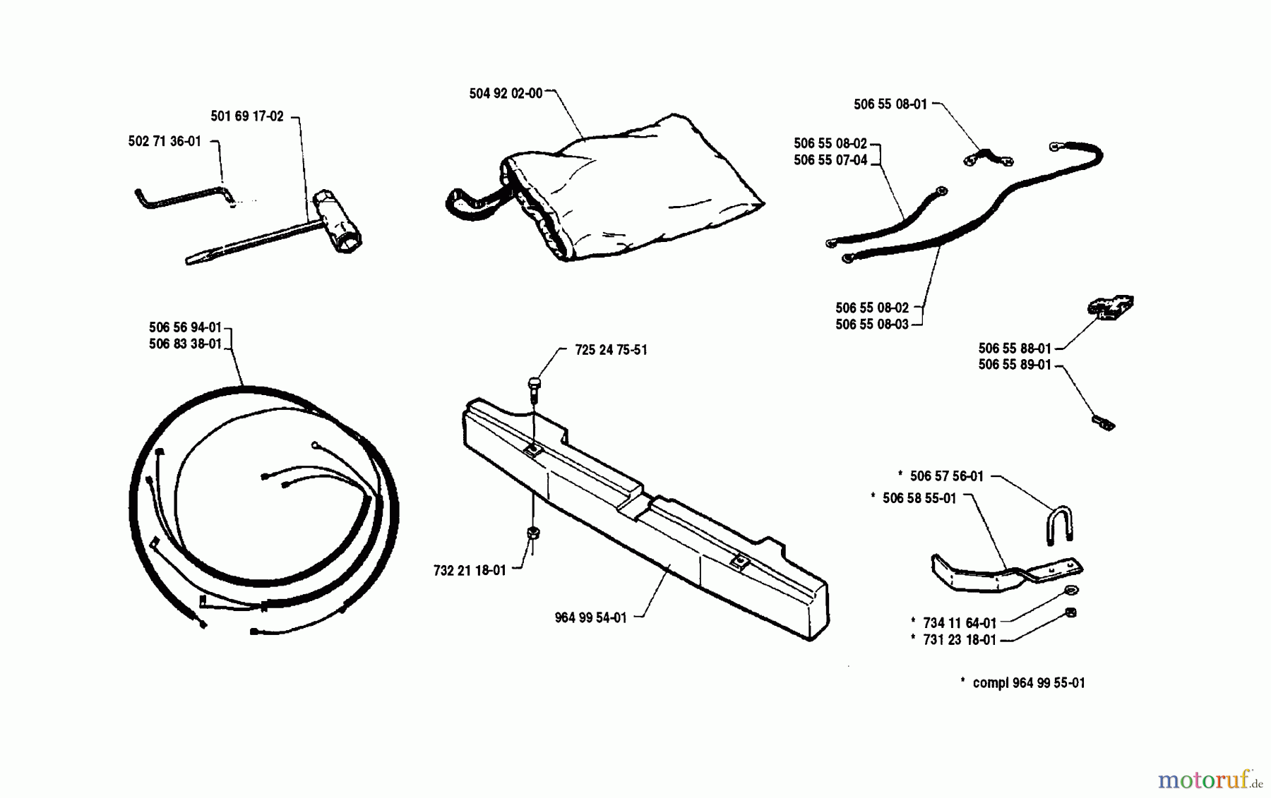 Husqvarna Reitermäher, Motor hinten Rider 850 8 - Husqvarna Swedish Rider (1990-02 & After) Tool Kit And Accessories