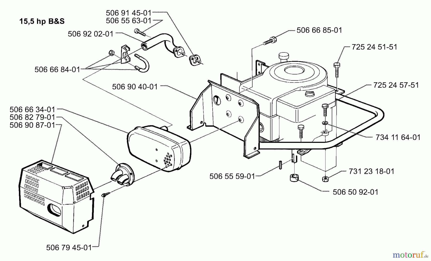 Husqvarna Reitermäher, Motor hinten Rider 970 - Husqvarna Swedish Rider (1997-04 to 1997-12) Engine Assembly