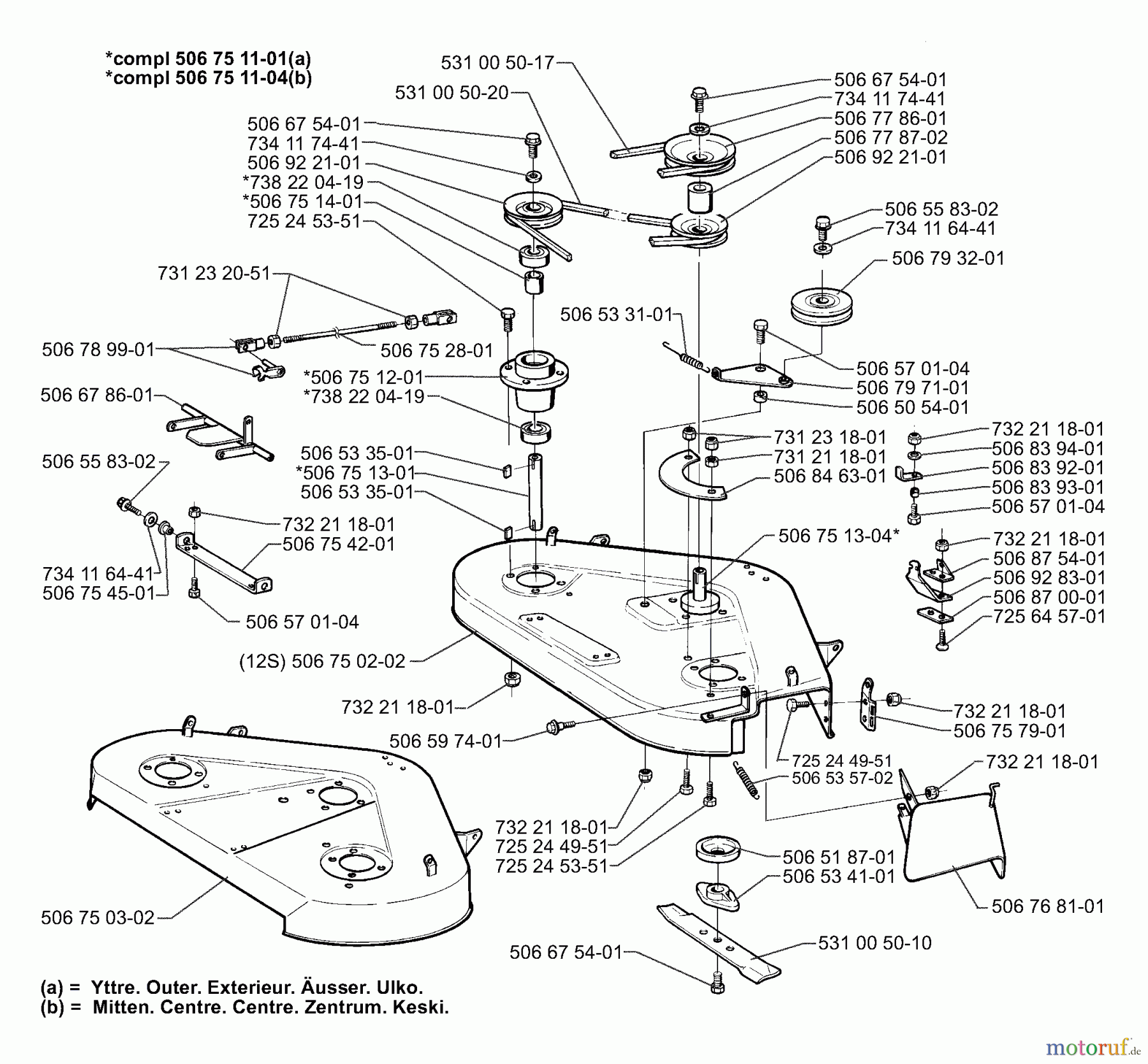 Husqvarna Reitermäher, Motor hinten Rider 970 - Husqvarna Swedish Rider (1997-04 to 1997-12) Mower Deck