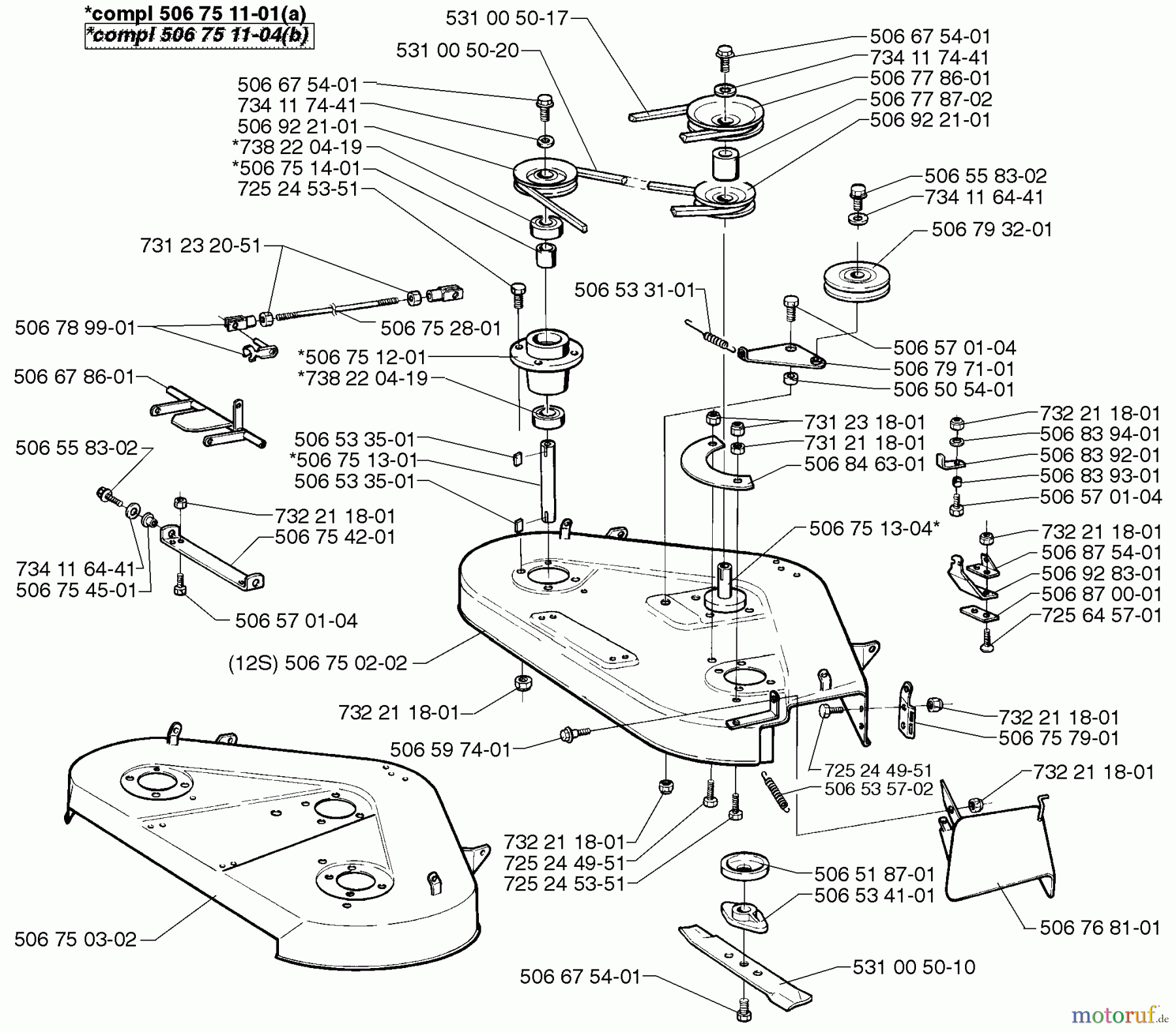 Husqvarna Reitermäher, Motor hinten Rider 970 - Husqvarna Swedish Rider (1998-01 & After) Mower Deck Assembly (Part I)