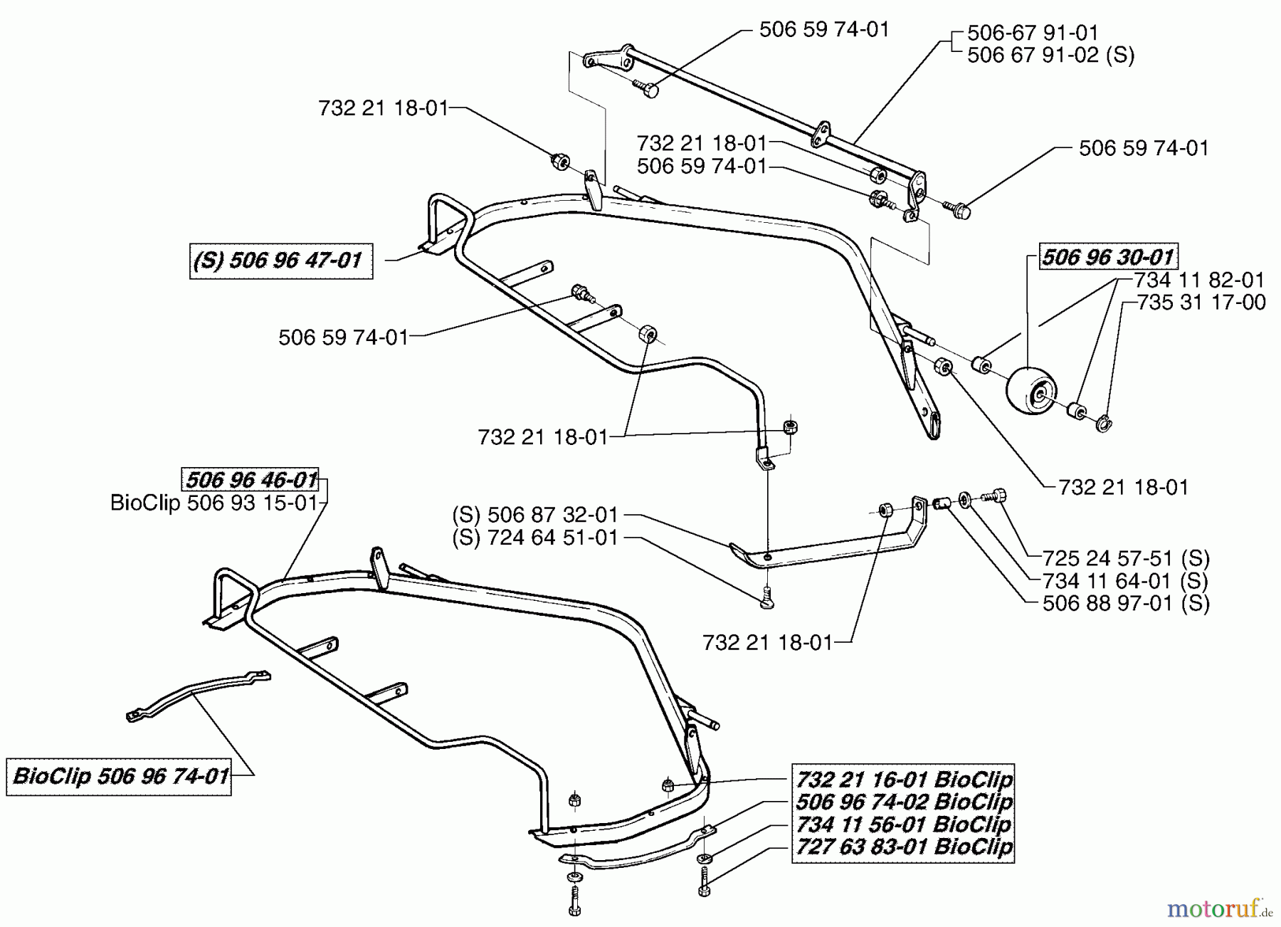 Husqvarna Reitermäher, Motor hinten Rider 970 - Husqvarna Swedish Rider (1998-01 & After) Mower Frame Assembly (Part I)