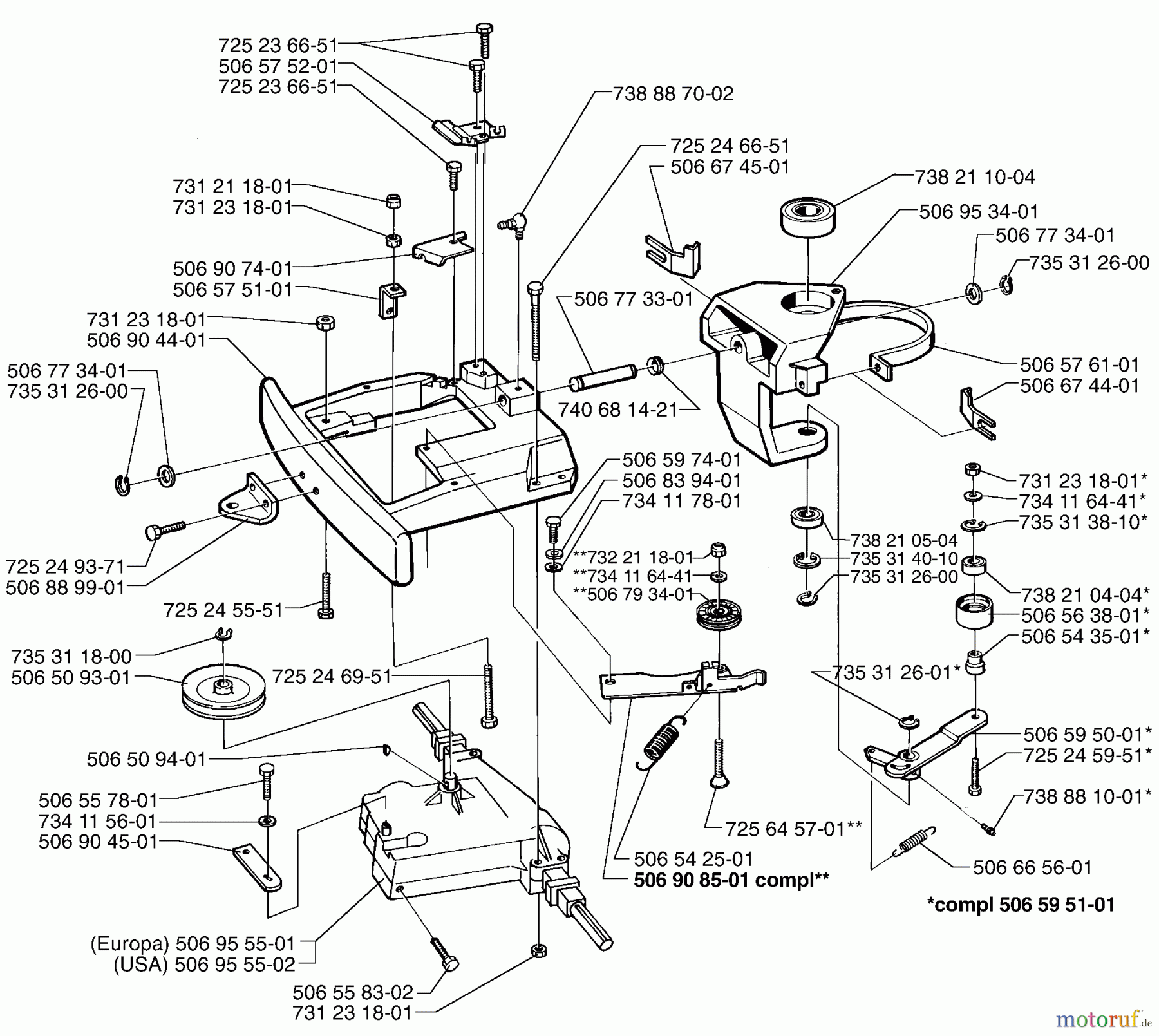 Husqvarna Reitermäher, Motor hinten Rider 970 - Husqvarna Swedish Rider (1998-01 & After) Transaxle Assembly