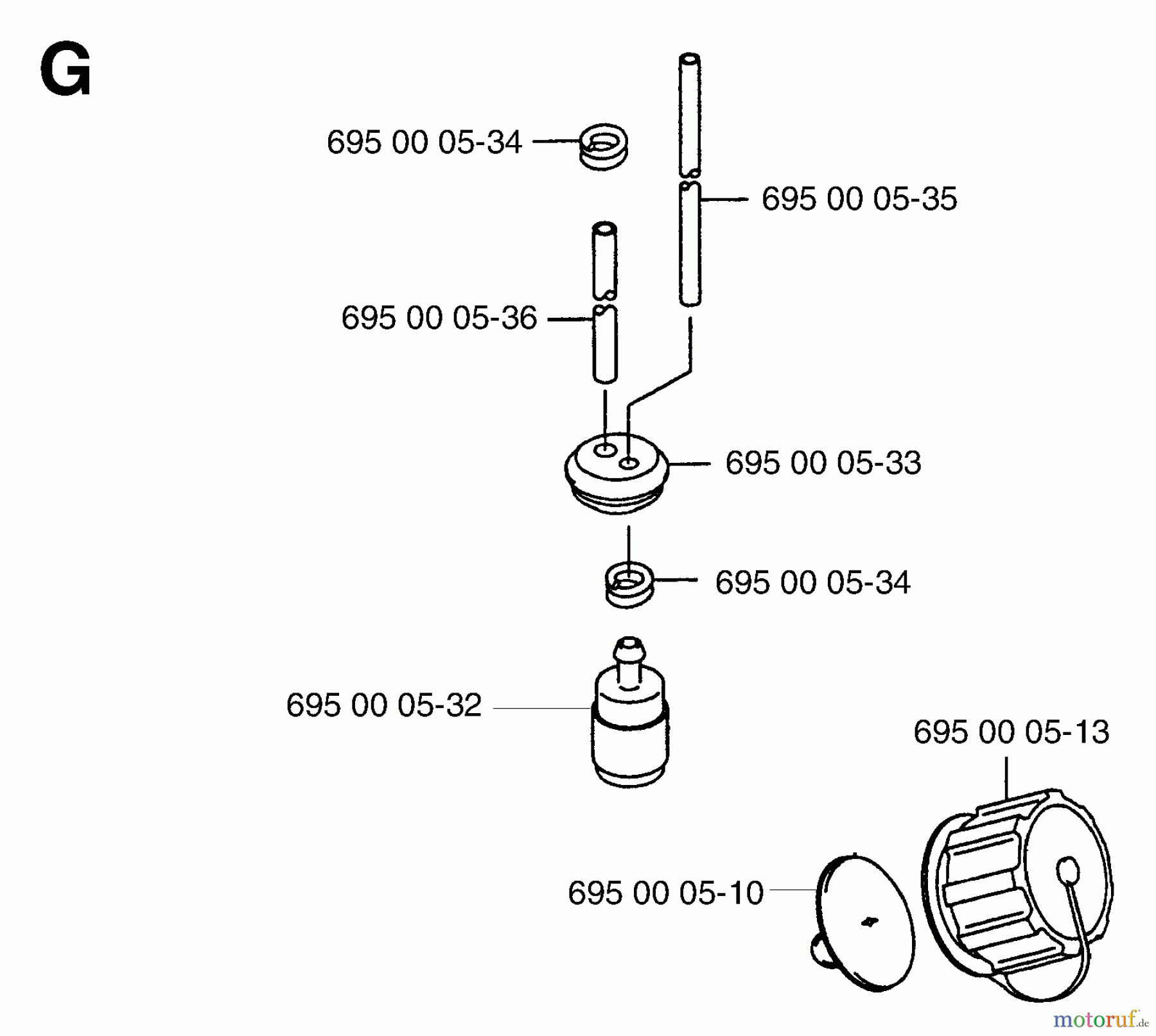 Husqvarna Bläser / Sauger / Häcksler / Mulchgeräte 155 BF - Husqvarna Backpack Blower (1999-07 & After) Fuel Line & Fuel Cap