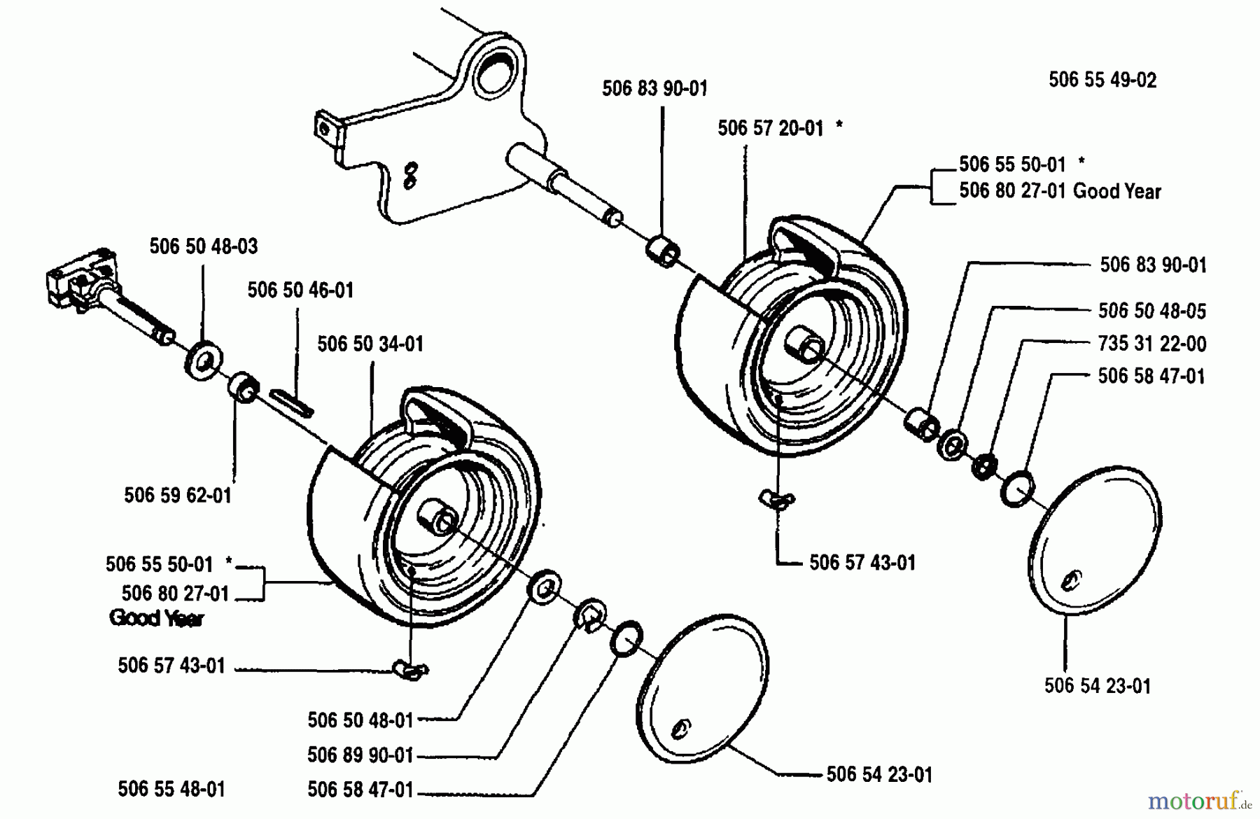  Husqvarna Reitermäher, Motor hinten Rider 970 12 S - Husqvarna Swedish Rider (1994-03 & After) Wheel Assembly