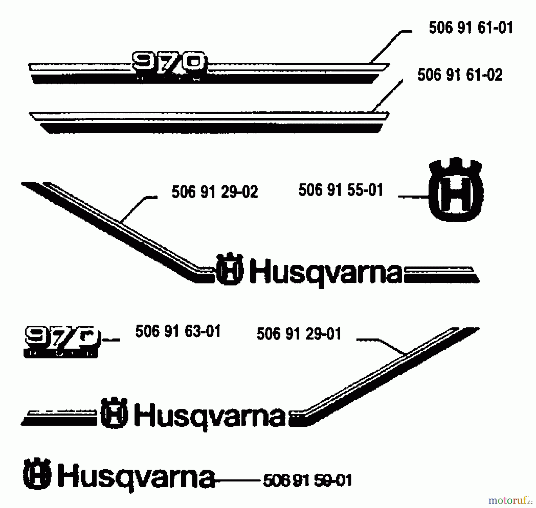  Husqvarna Reitermäher, Motor hinten Rider 970 12 - Husqvarna Swedish Rider (1993-05 to 1994-02) Decals