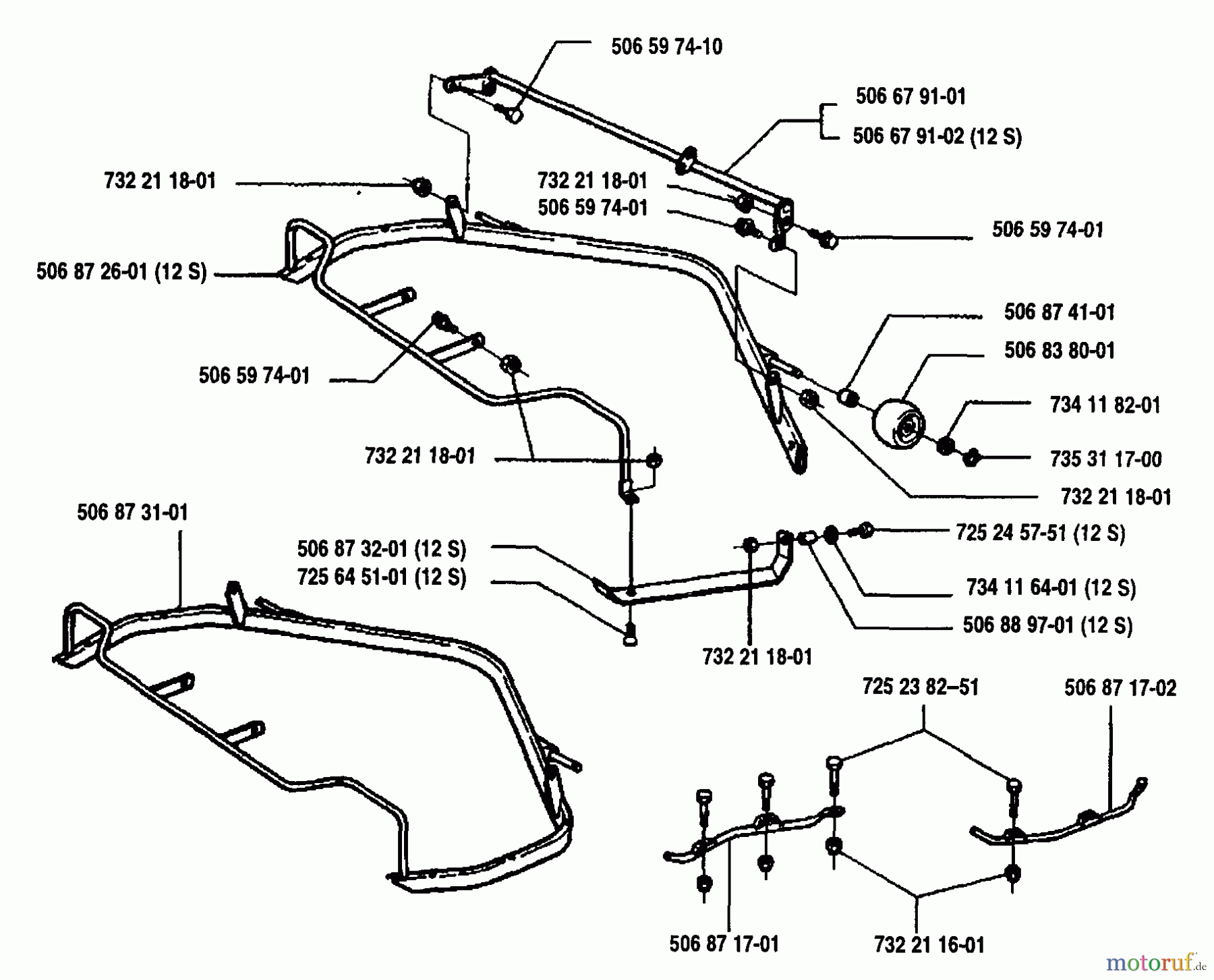 Husqvarna Reitermäher, Motor hinten Rider 970 12 - Husqvarna Swedish Rider (1993-05 to 1994-02) Frame Assembly, Complete