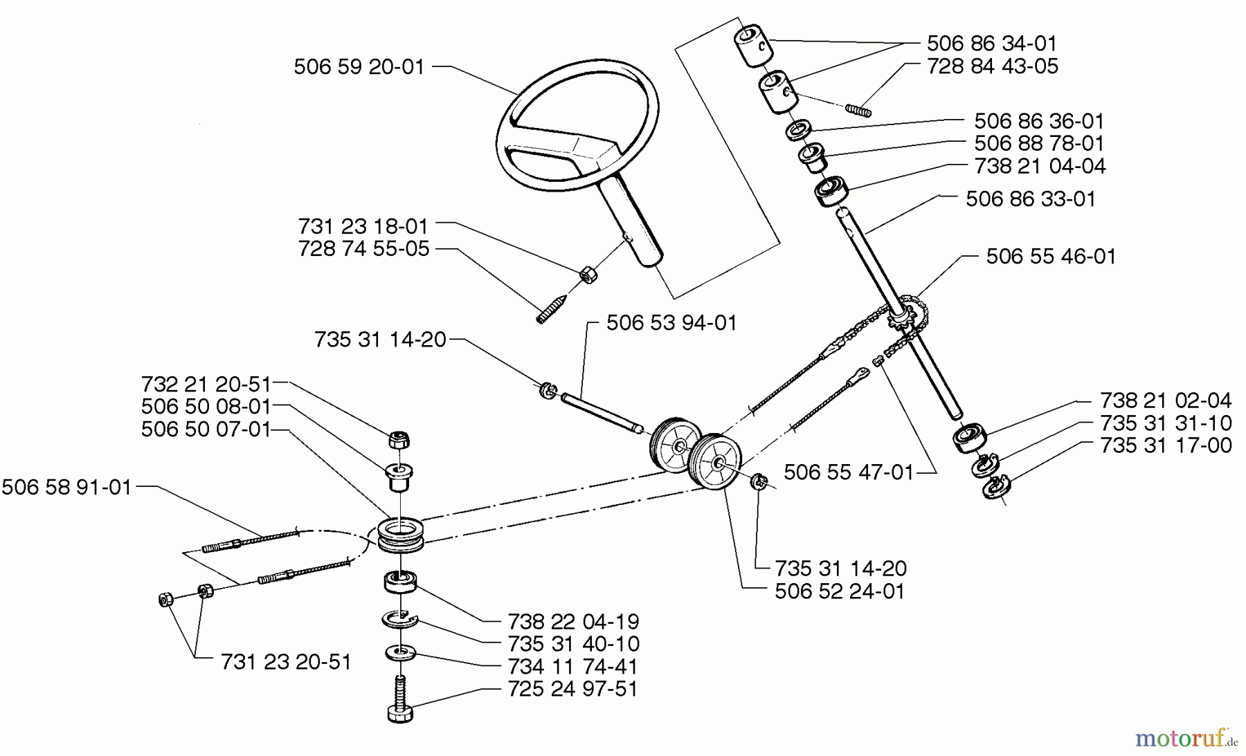Husqvarna Reitermäher, Motor hinten Rider 970 HST - Husqvarna Swedish Rider (1997-02 & After) Steering Assembly