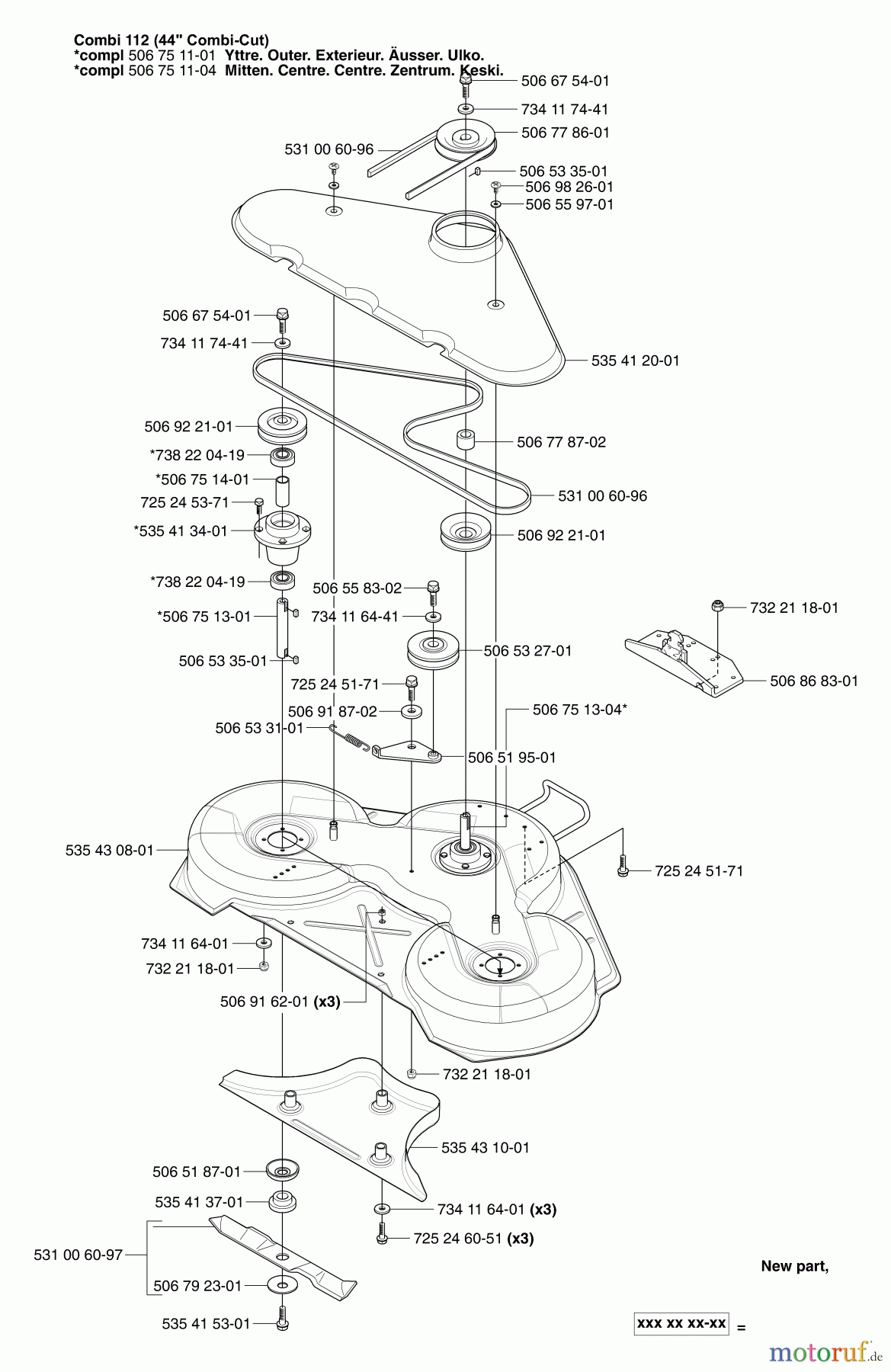 Husqvarna Reitermäher, Motor hinten Rider Pro 15 - Husqvarna Rear-Engine Rider (2003-01 & After) Deck Assy. 44