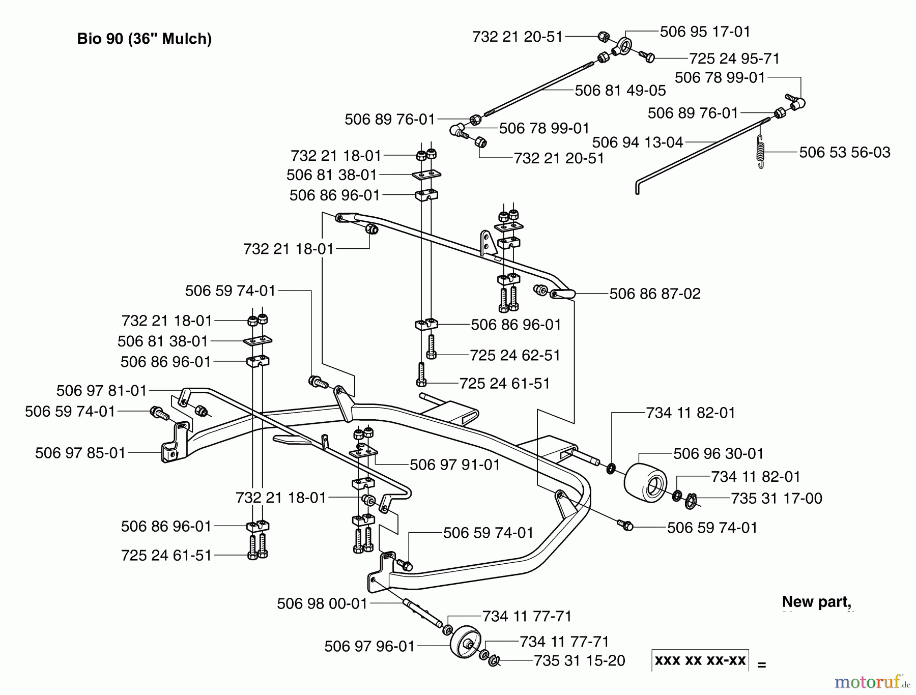 Husqvarna Reitermäher, Motor hinten Rider Pro 15 - Husqvarna Rear-Engine Rider (2003-01 & After) Deck Frame 36
