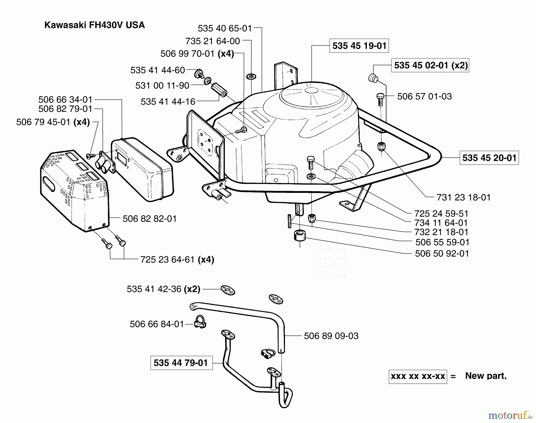 Husqvarna Reitermäher, Motor hinten Rider Pro 15 - Husqvarna Rear-Engine Rider (2003-01 & After) Engine USA