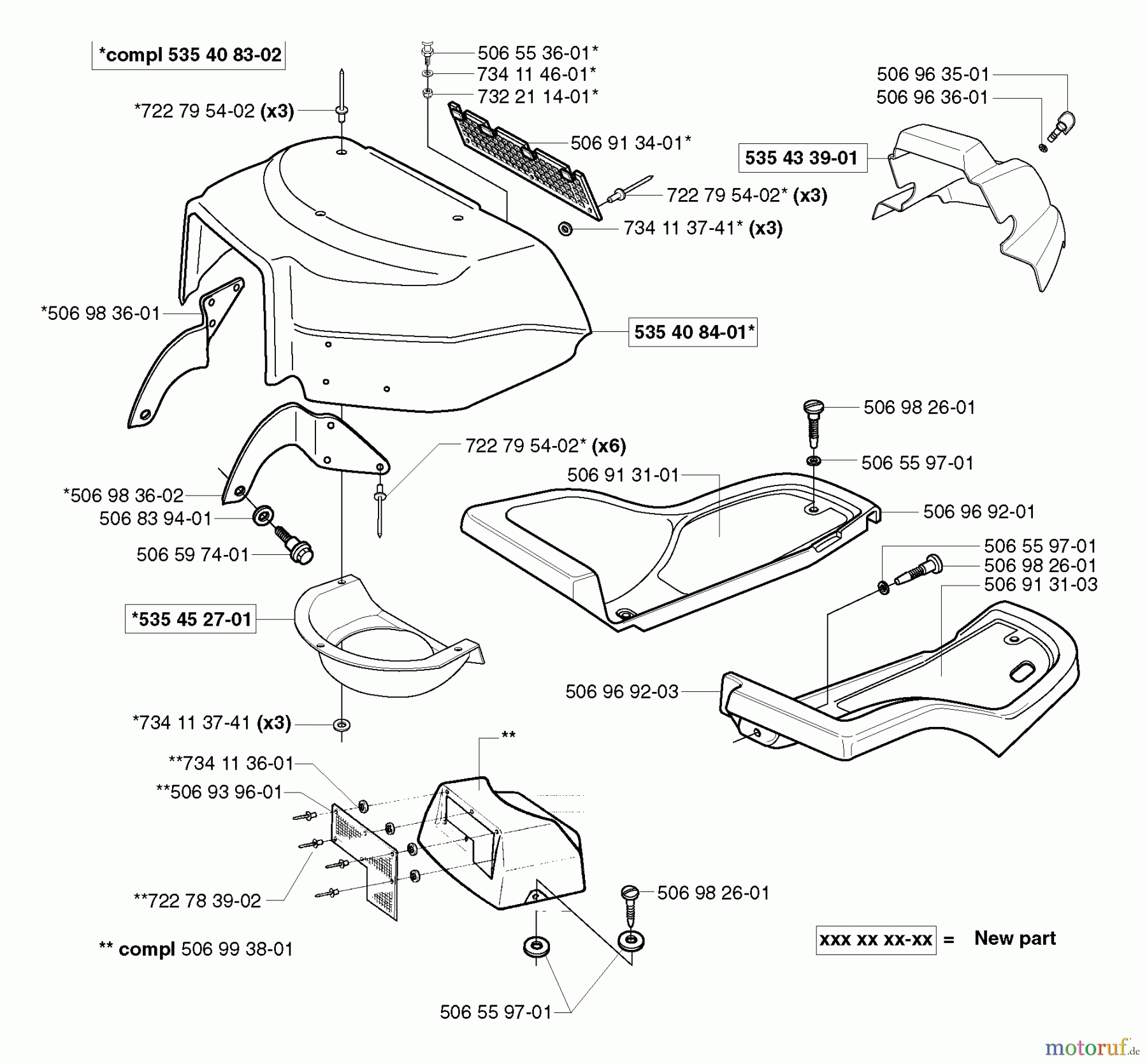  Husqvarna Reitermäher, Motor hinten Rider Pro 15-V2 - Husqvarna Rear-Engine Rider (2003-01 & After) Cover/Foot Trays