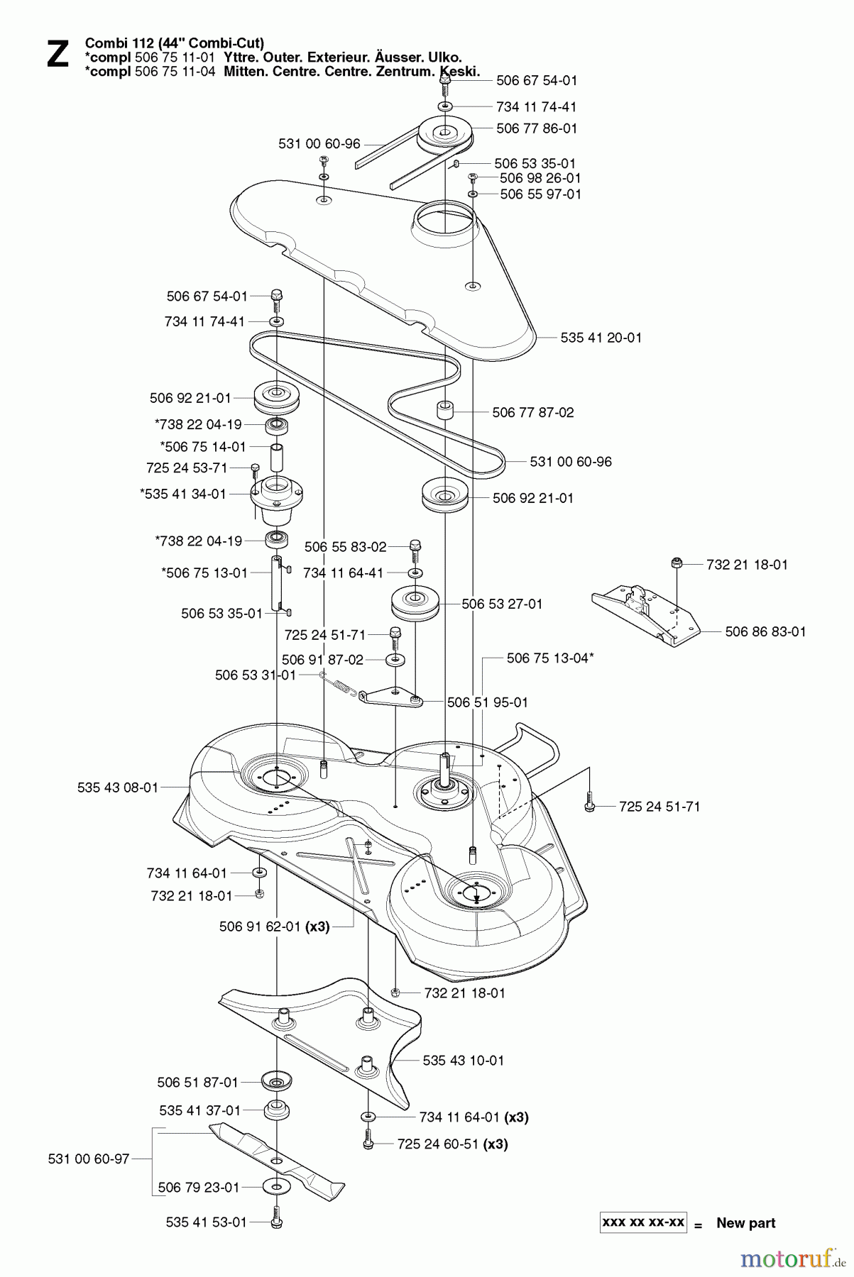 Husqvarna Reitermäher, Motor hinten Rider Pro 15-V2 - Husqvarna Rear-Engine Rider (2003-01 & After) Deck Assy (44