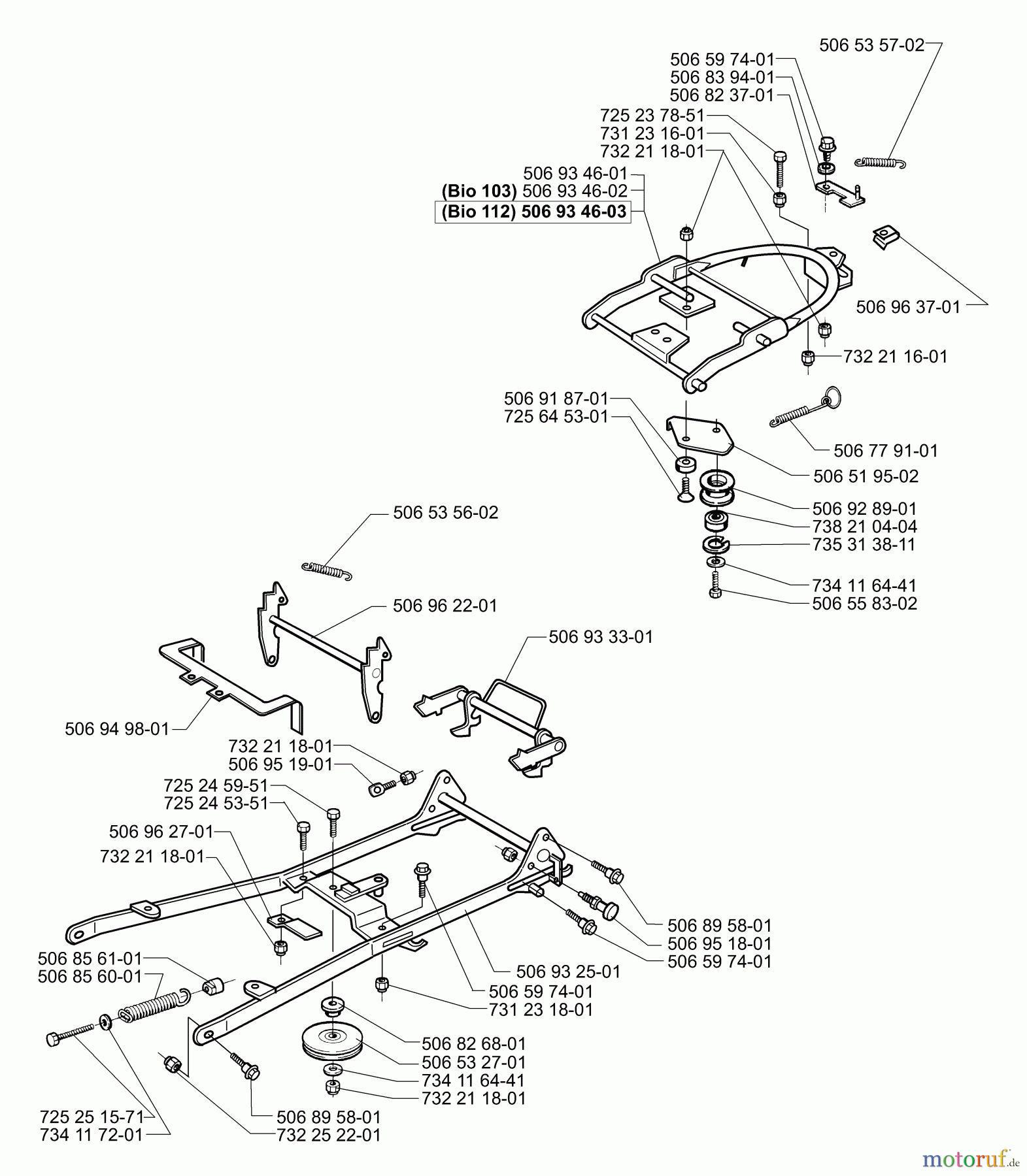 Husqvarna Reitermäher, Motor hinten Rider Proflex 18 - Husqvarna Rear-Engine Rider (2001-01 & After) Deck Support