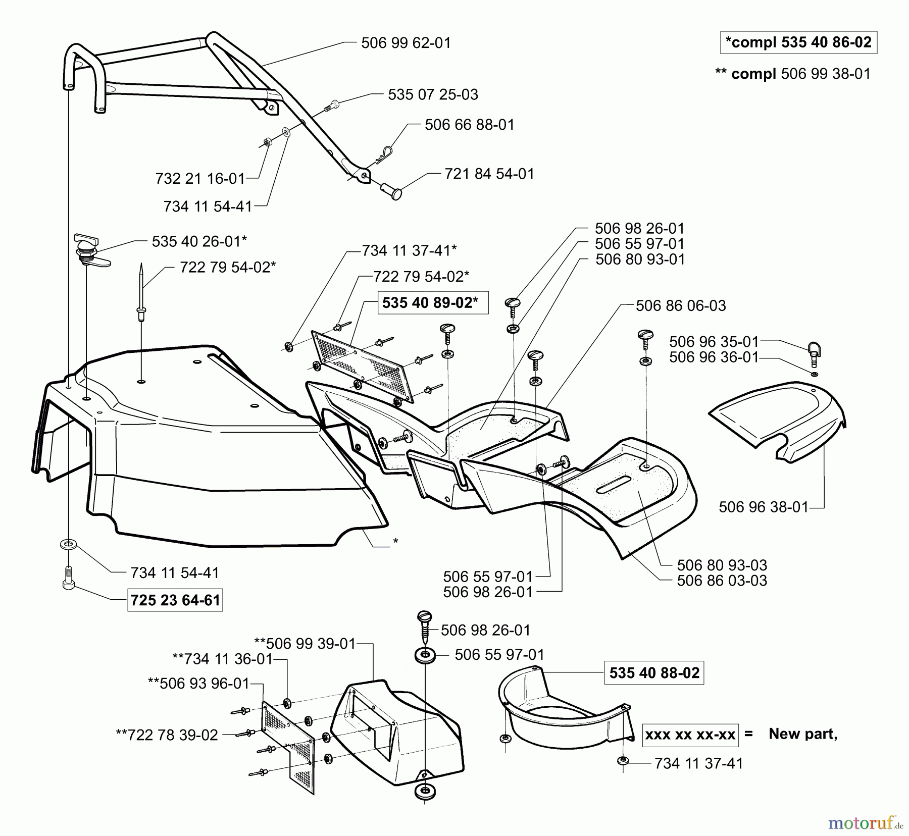 Husqvarna Reitermäher, Motor hinten Rider Proflex 21 - Husqvarna Rear-Engine Rider (2001-02 & After) Engine Cover