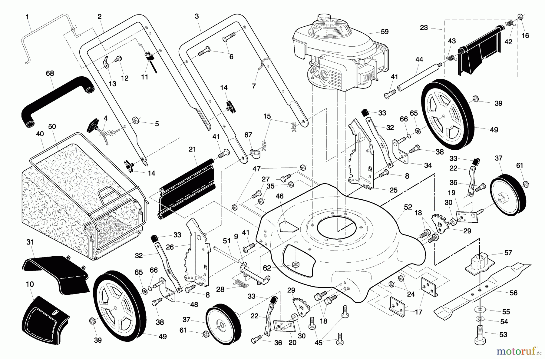 Husqvarna Rasenmäher 5521 CM (96133000301) - Husqvarna Walk-Behind Mower (2006-08 & After) Handle And Deck Assembly