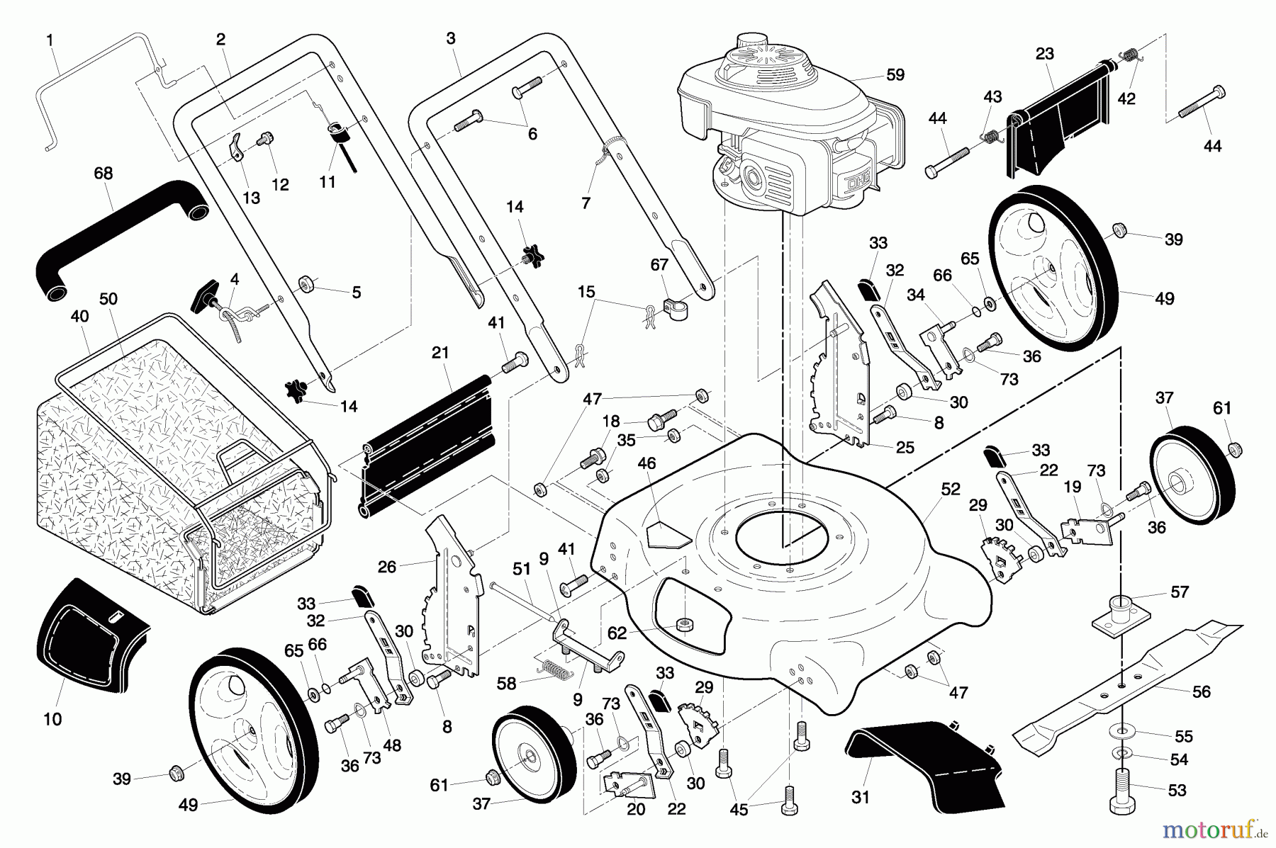 Husqvarna Rasenmäher 5521 CM (96133000302) - Husqvarna Walk-Behind Mower (2006-12 & After) Handle And Deck Assembly
