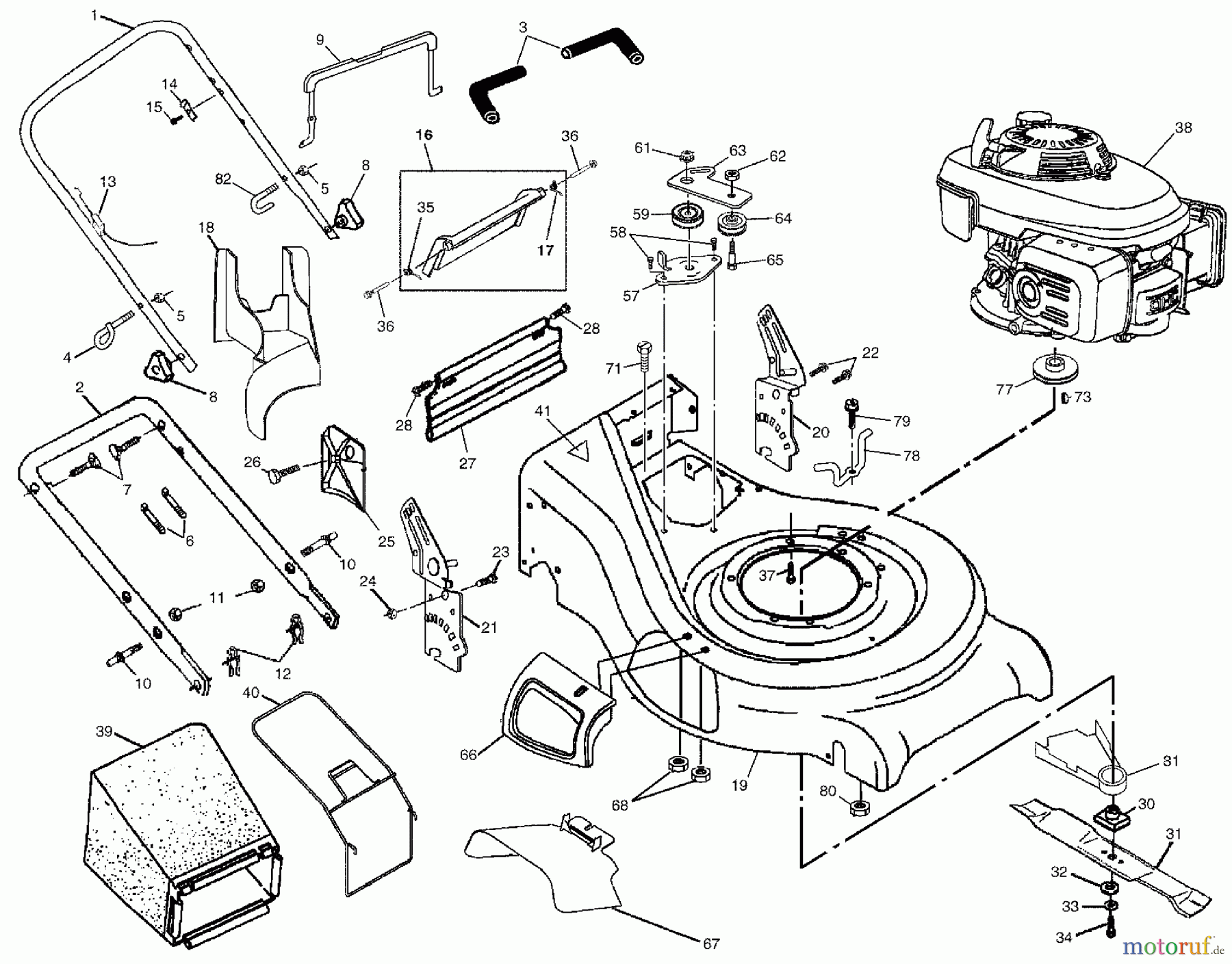Husqvarna Rasenmäher 5521 RSB (954223470) - Husqvarna Walk-Behind Mower (2004-07 & After) Handle & Deck Assembly