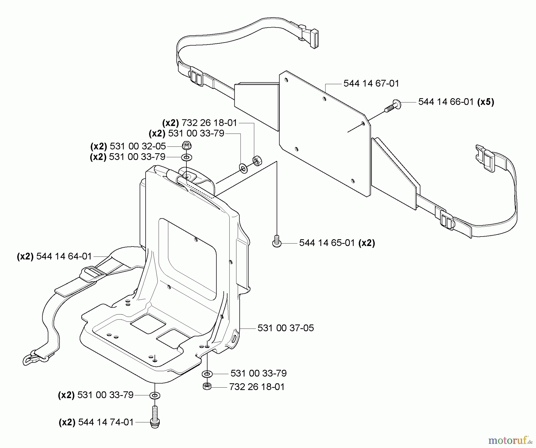 Husqvarna Bläser / Sauger / Häcksler / Mulchgeräte 155 BT - Husqvarna Backpack Blower (2005-08 & After) Frame / Harness