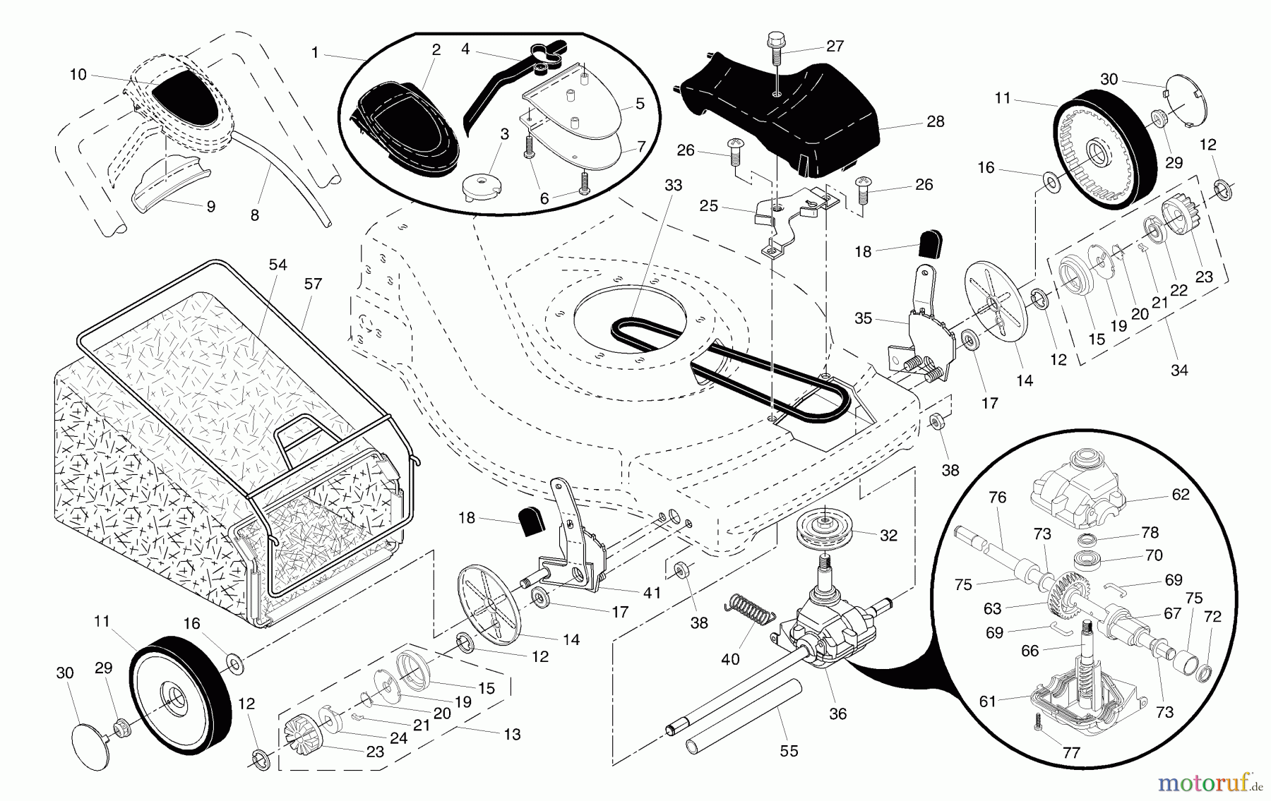  Husqvarna Rasenmäher 6522 SH (96143000900) - Husqvarna Walk-Behind Mower (2005-01 & After) Drive Assembly