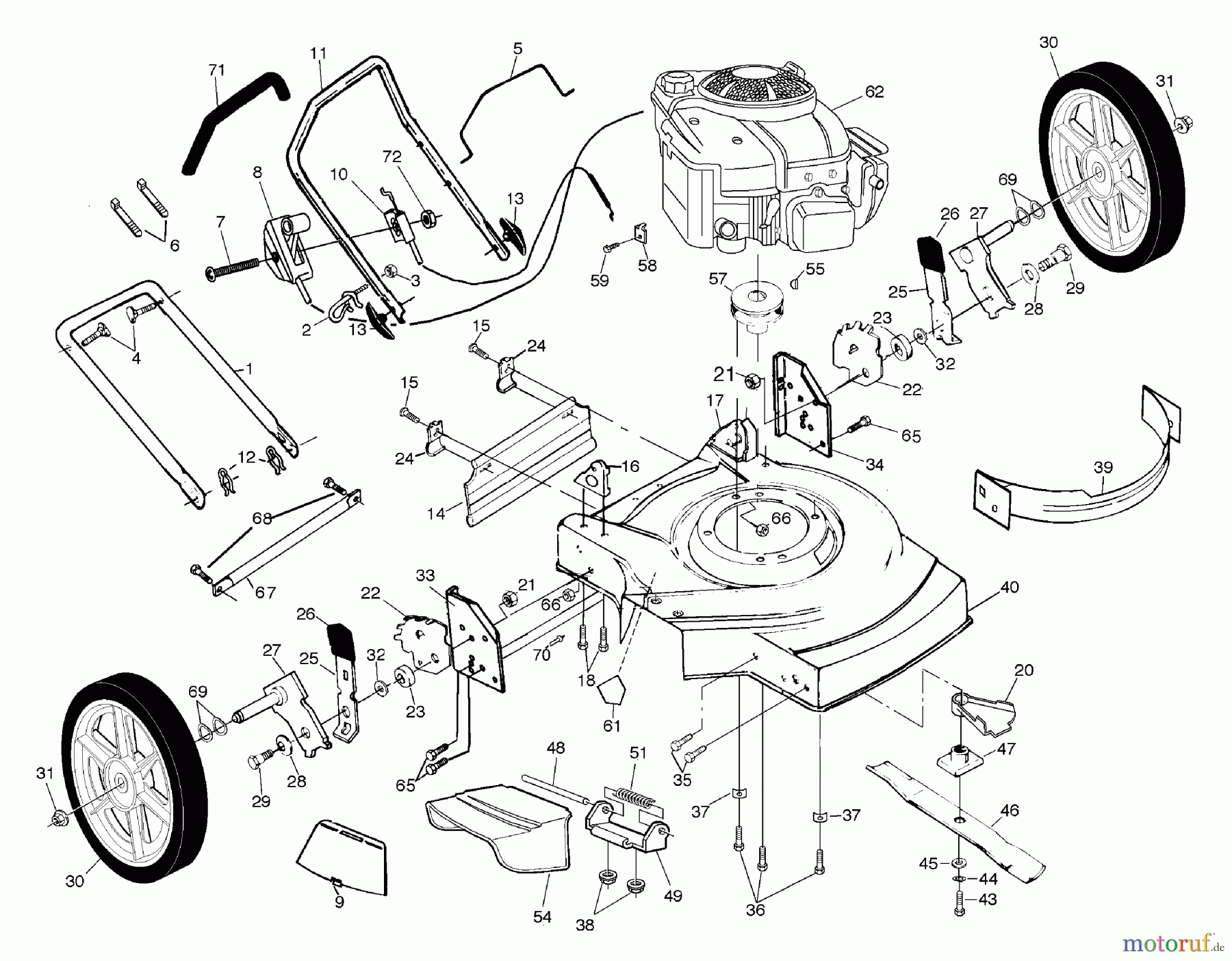Husqvarna Rasenmäher 6522 SHC (954222718) - Husqvarna Walk-Behind Mower (2001-11 & After) General Assembly