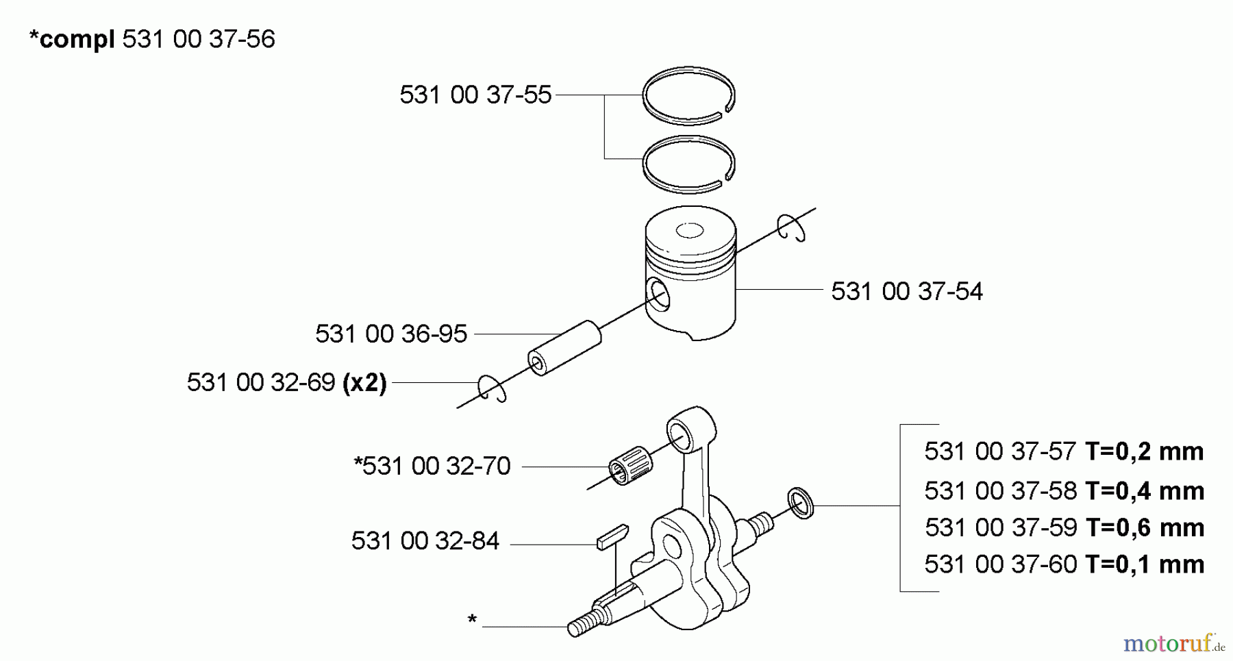 Husqvarna Bläser / Sauger / Häcksler / Mulchgeräte 165 BT - Husqvarna Backpack Blower (2005-08 & After) Piston / Crankshaft
