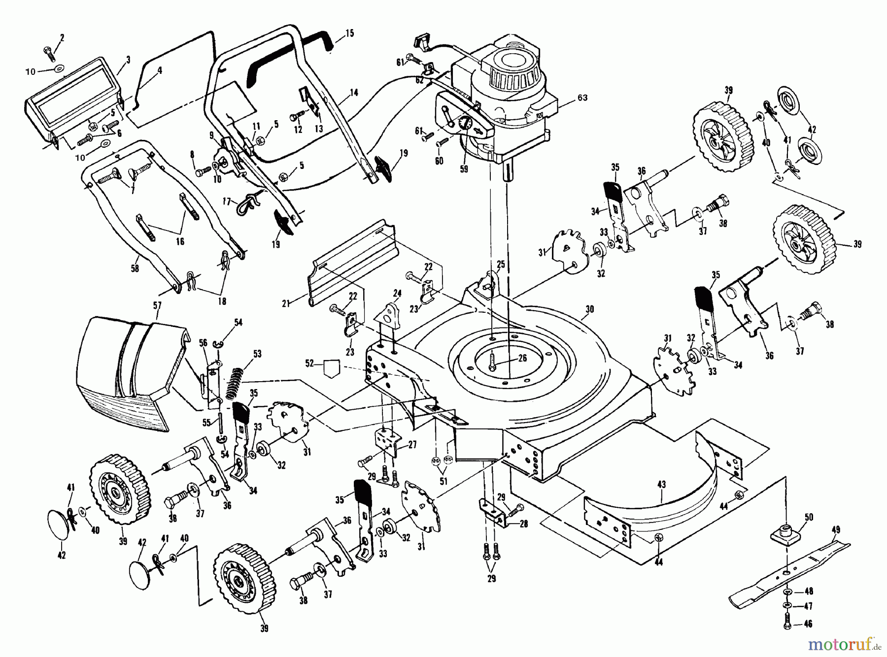 Husqvarna Rasenmäher H51 DB (954052601) - Husqvarna Walk-Behind Mower (1991-01 & After) General Assembly