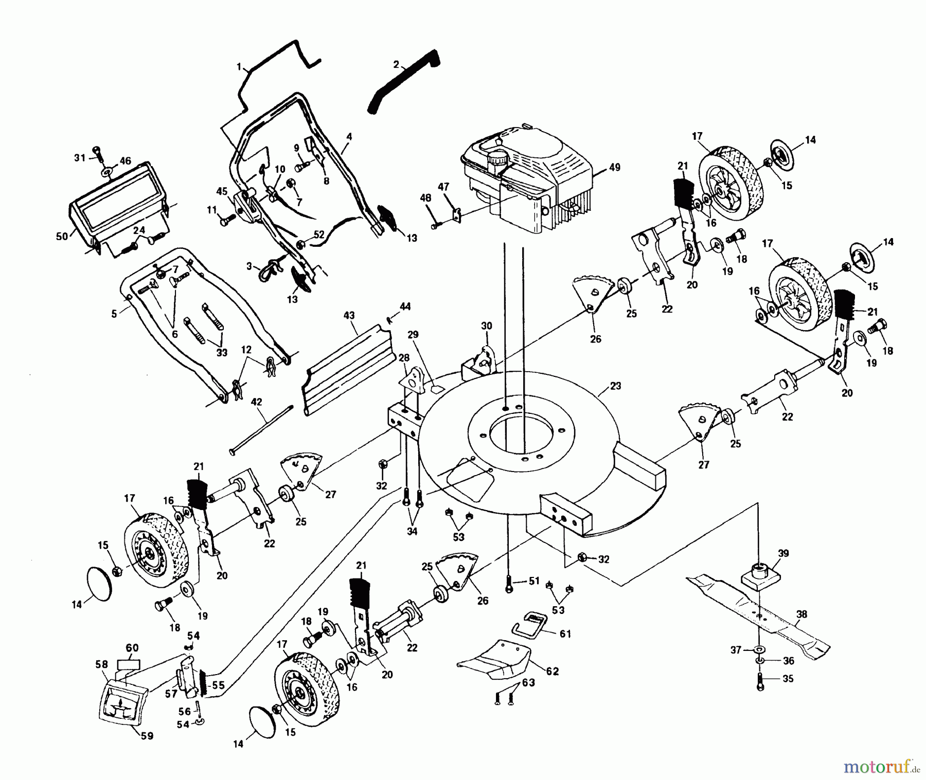 Husqvarna Rasenmäher H51 MDB (954071901) - Husqvarna Walk-Behind Mower (1994-12 & After) General Assembly