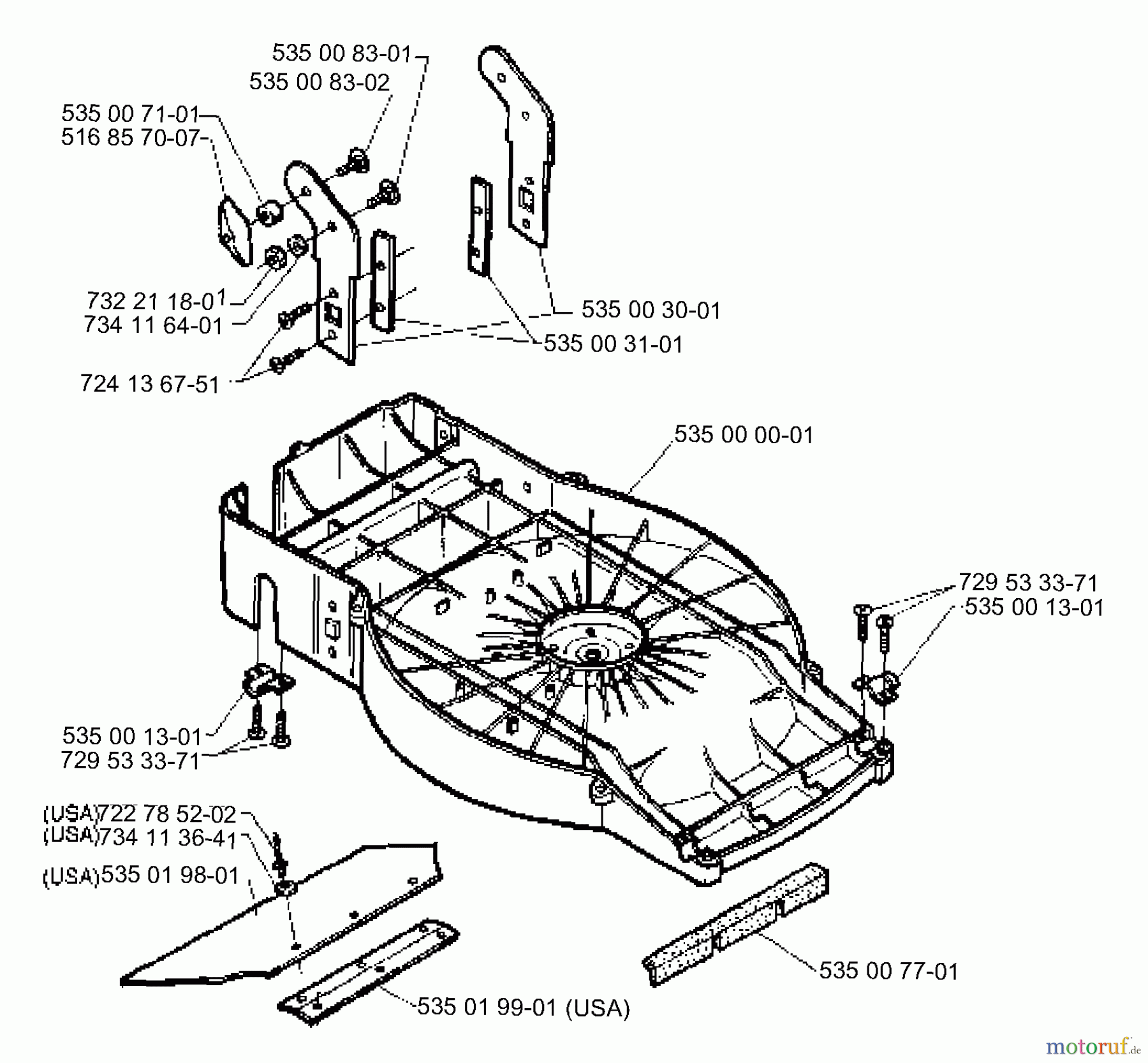 Husqvarna Rasenmäher Master 43 RC - Husqvarna Electric Mower (1995-11 & After) Deck