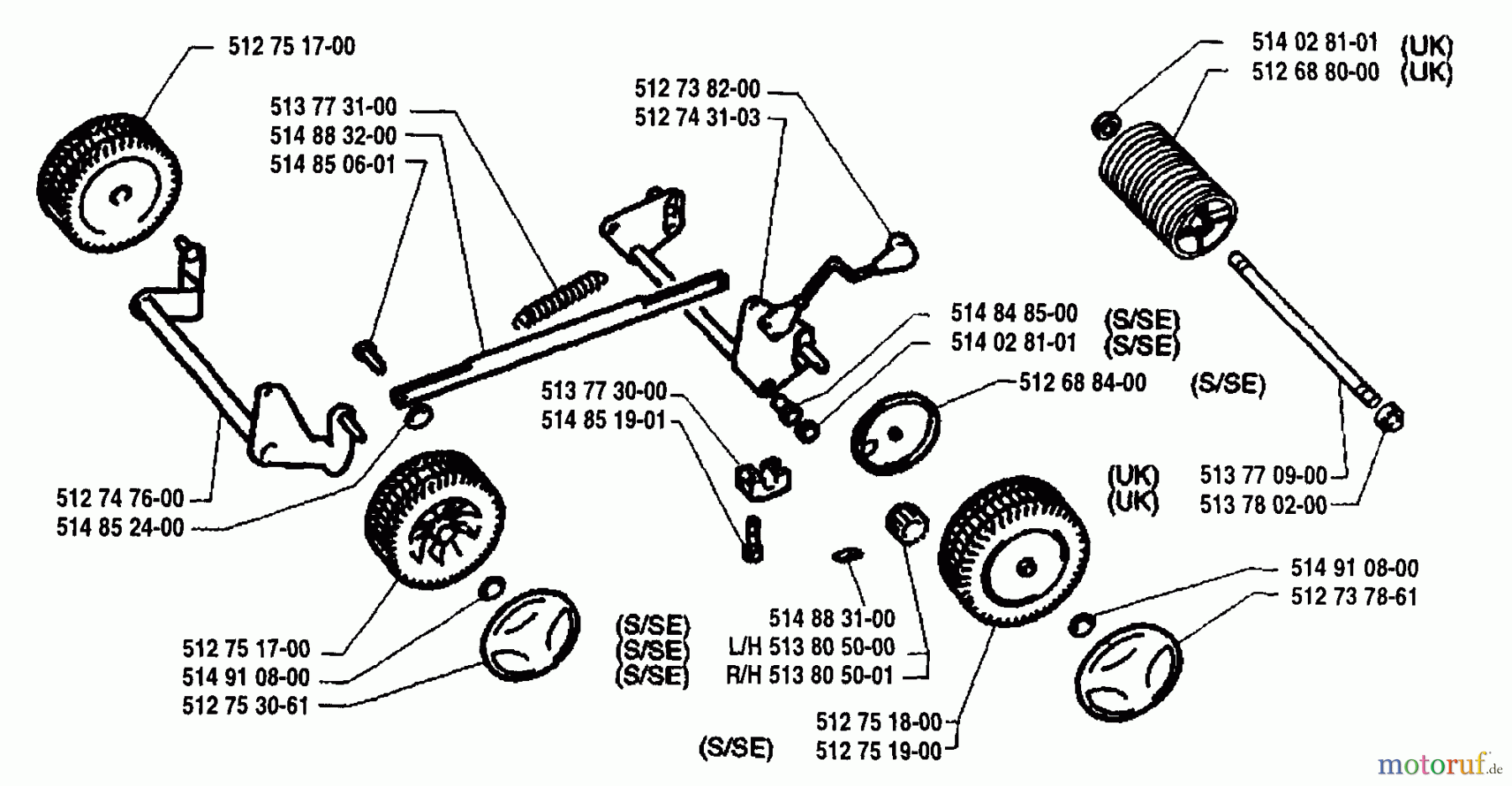 Husqvarna Rasenmäher Royal 43 SE - Husqvarna Walk-Behind Mower (1995-08 to 1997-03) Wheel Assembly