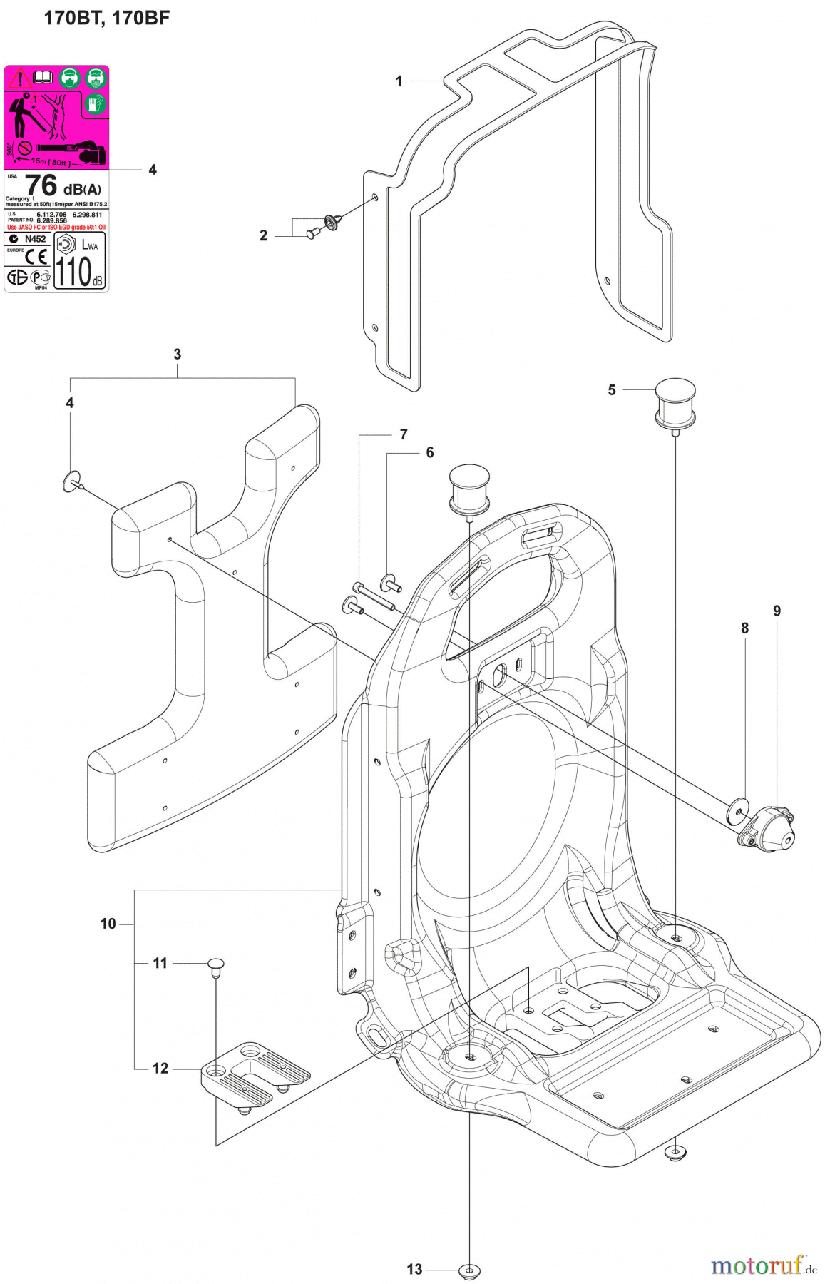 Husqvarna Bläser / Sauger / Häcksler / Mulchgeräte 170 BF - Husqvarna Backpack Blower (2008-10 & After) Backpack Frame