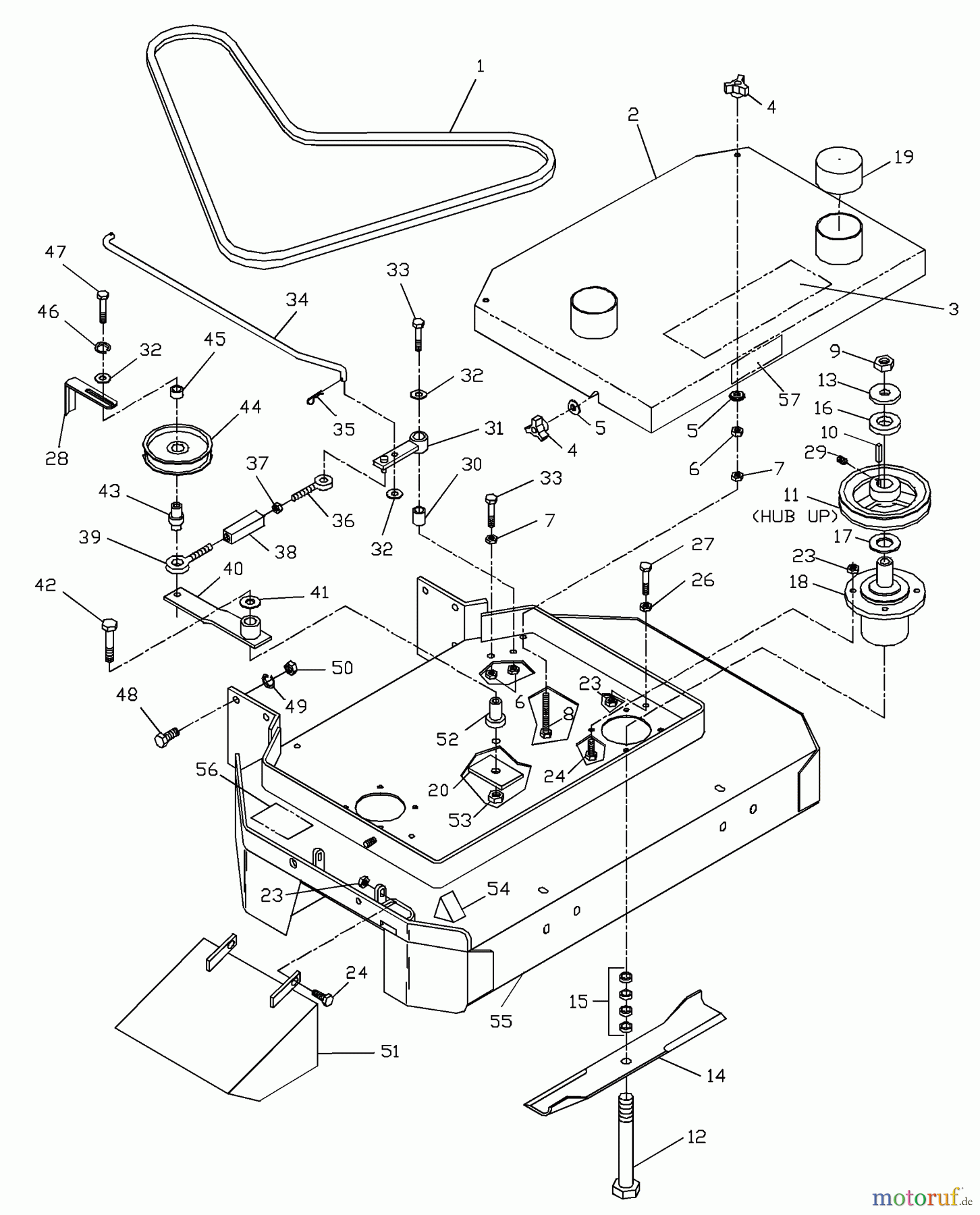 Husqvarna Rasenmäher für Großflächen W 3614A (968999103) - Husqvarna Wide-Area Walk-Behind Mower (2000-02 to 2001-01) Front Deck