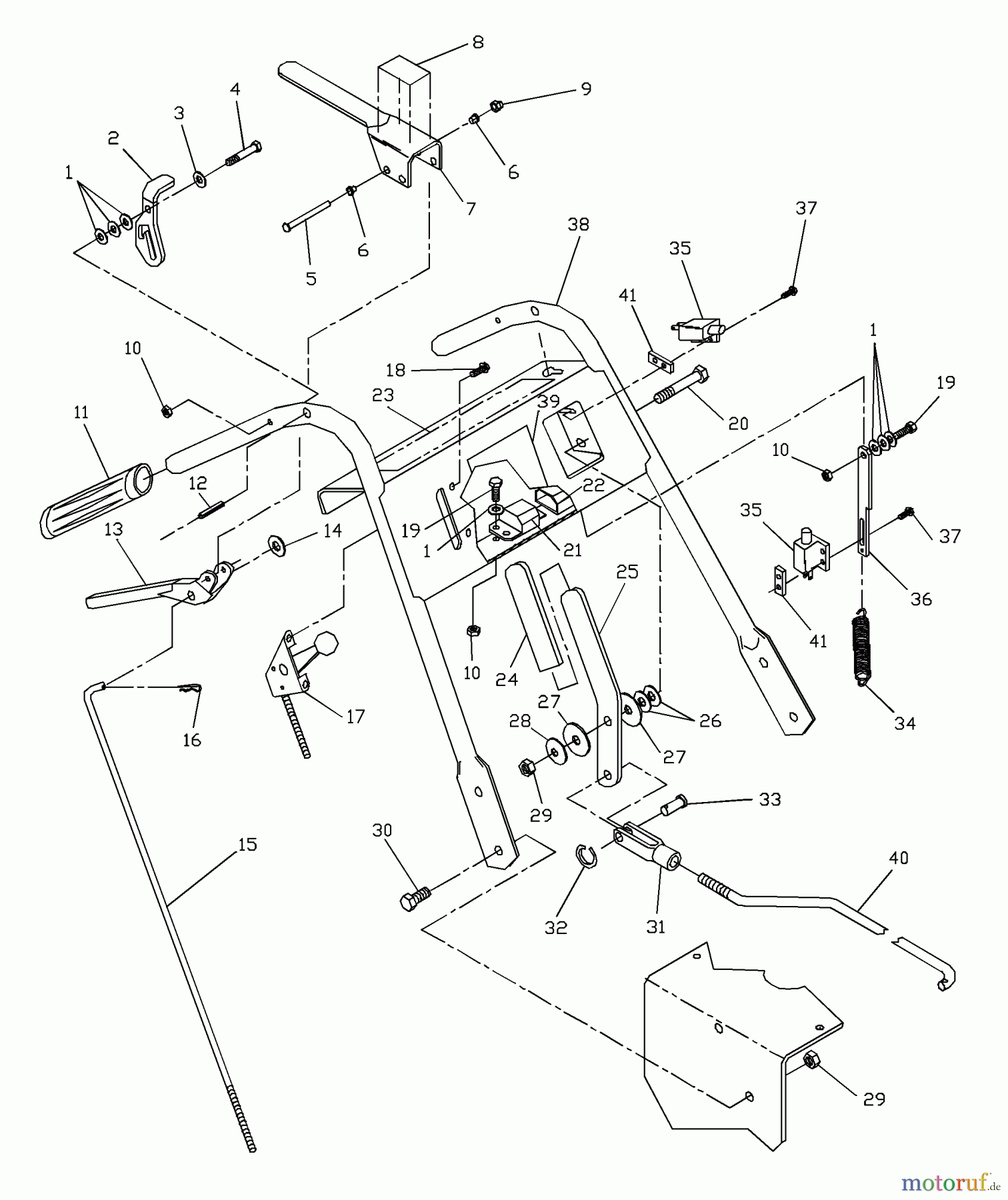 Husqvarna Rasenmäher für Großflächen W 3614A (968999103) - Husqvarna Wide-Area Walk-Behind Mower (2000-02 to 2001-01) Upper Handle