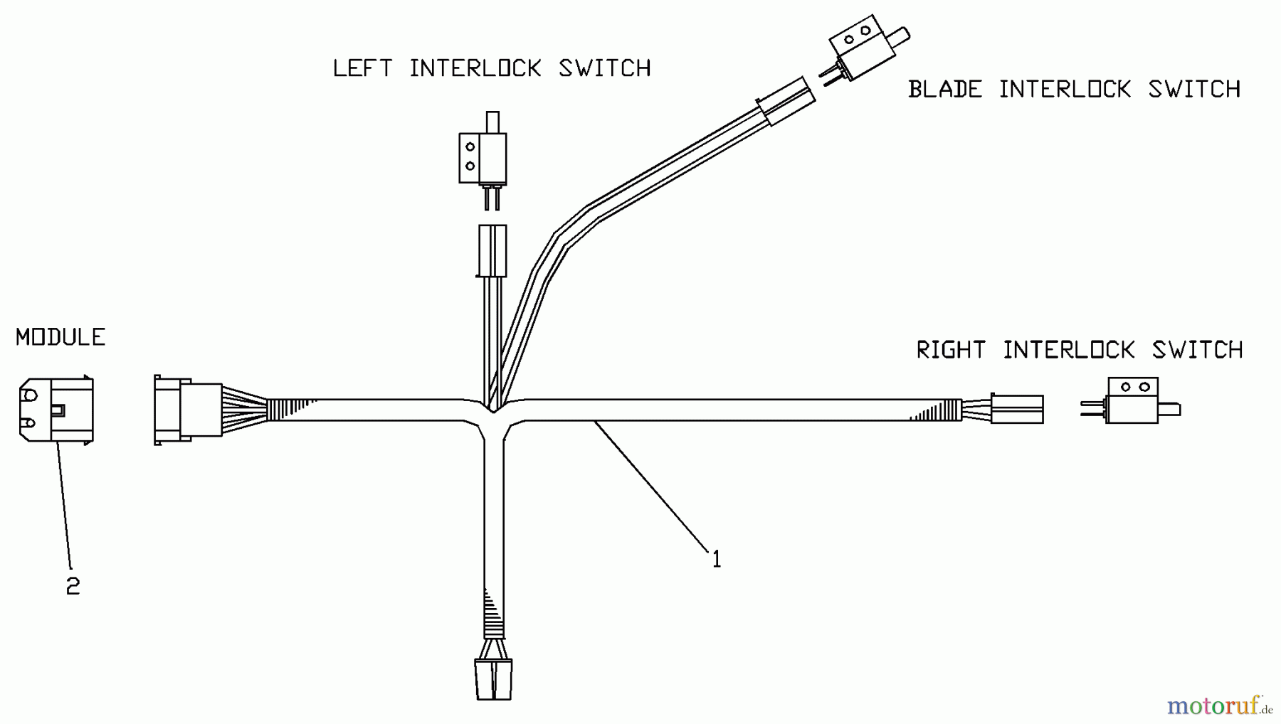Husqvarna Rasenmäher für Großflächen W 3613A (968999108) - Husqvarna Wide-Area Walk-Behind Mower (2000-02 to 2001-01) Upper Handle Wiring Harness