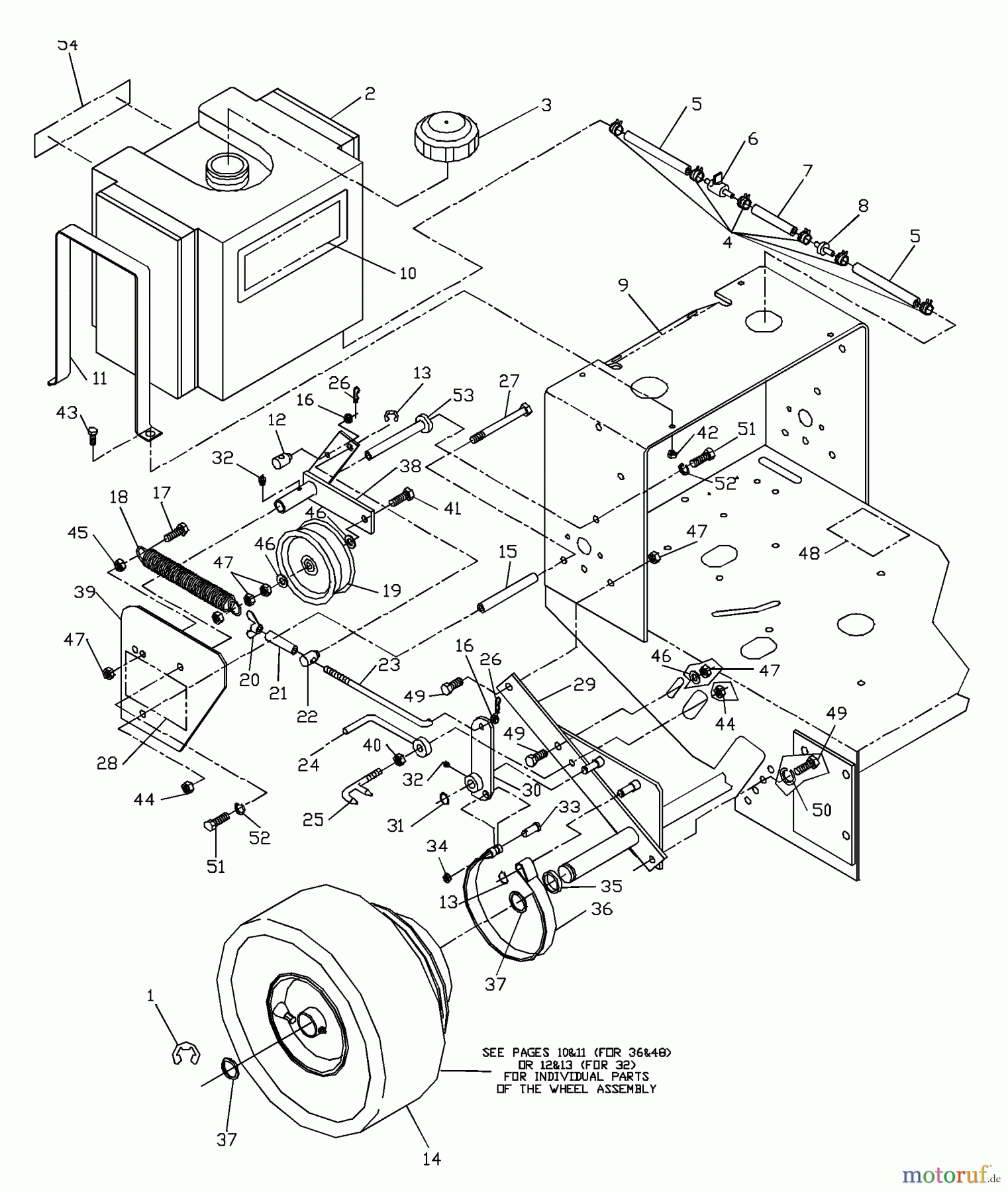 Husqvarna Rasenmäher für Großflächen W 3613A (968999108) - Husqvarna Wide-Area Walk-Behind Mower (2000-02 to 2001-01) Wheel Drive & Axle Assembly