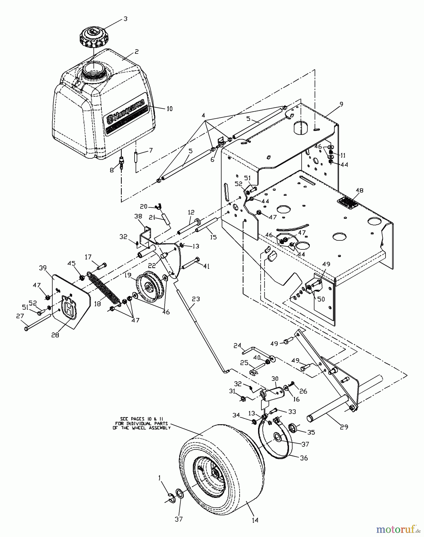 Husqvarna Rasenmäher für Großflächen W 4815ETS (968999120) - Husqvarna Wide-Area Walk-Behind Mower (2001-09 & After) Drive Wheel & Axle Assembly