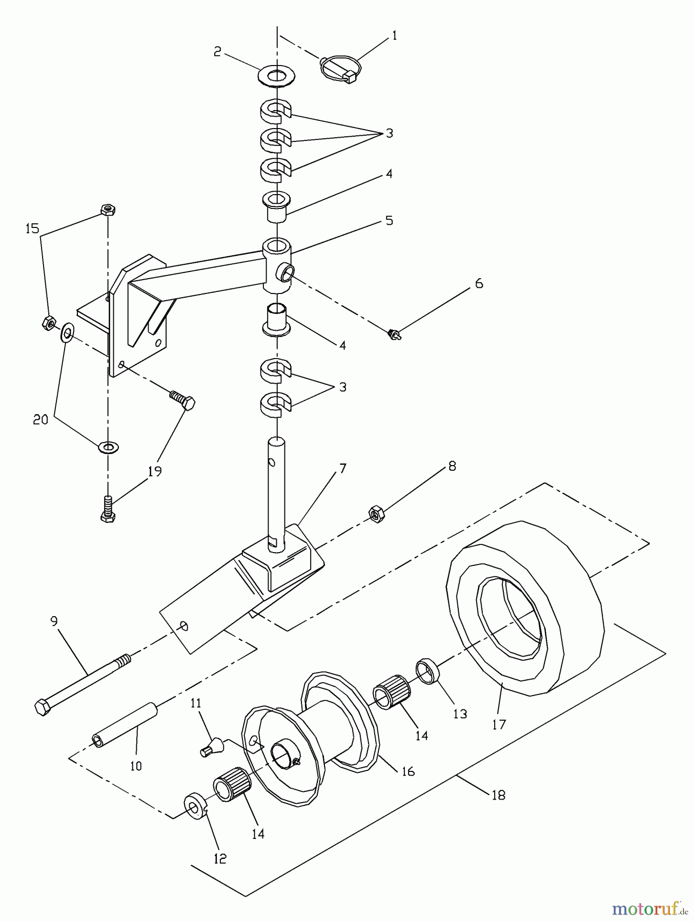 Husqvarna Rasenmäher für Großflächen W 4815ETS (968999120) - Husqvarna Wide-Area Walk-Behind Mower (2001-09 & After) Front Caster Assembly