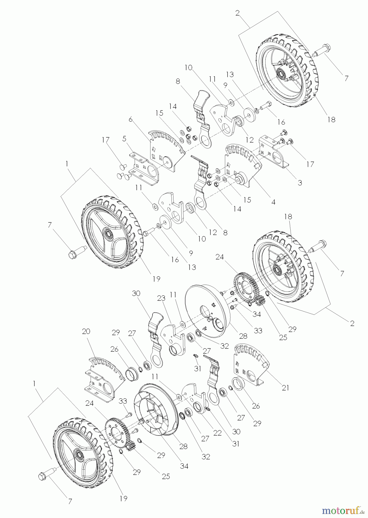 Husqvarna Rasenmäher für Großflächen W 53SBEK (968999287) - Husqvarna Wide-Area Walk-Behind Mower (2007-03 & After) Wheels and Tires Self Propelled
