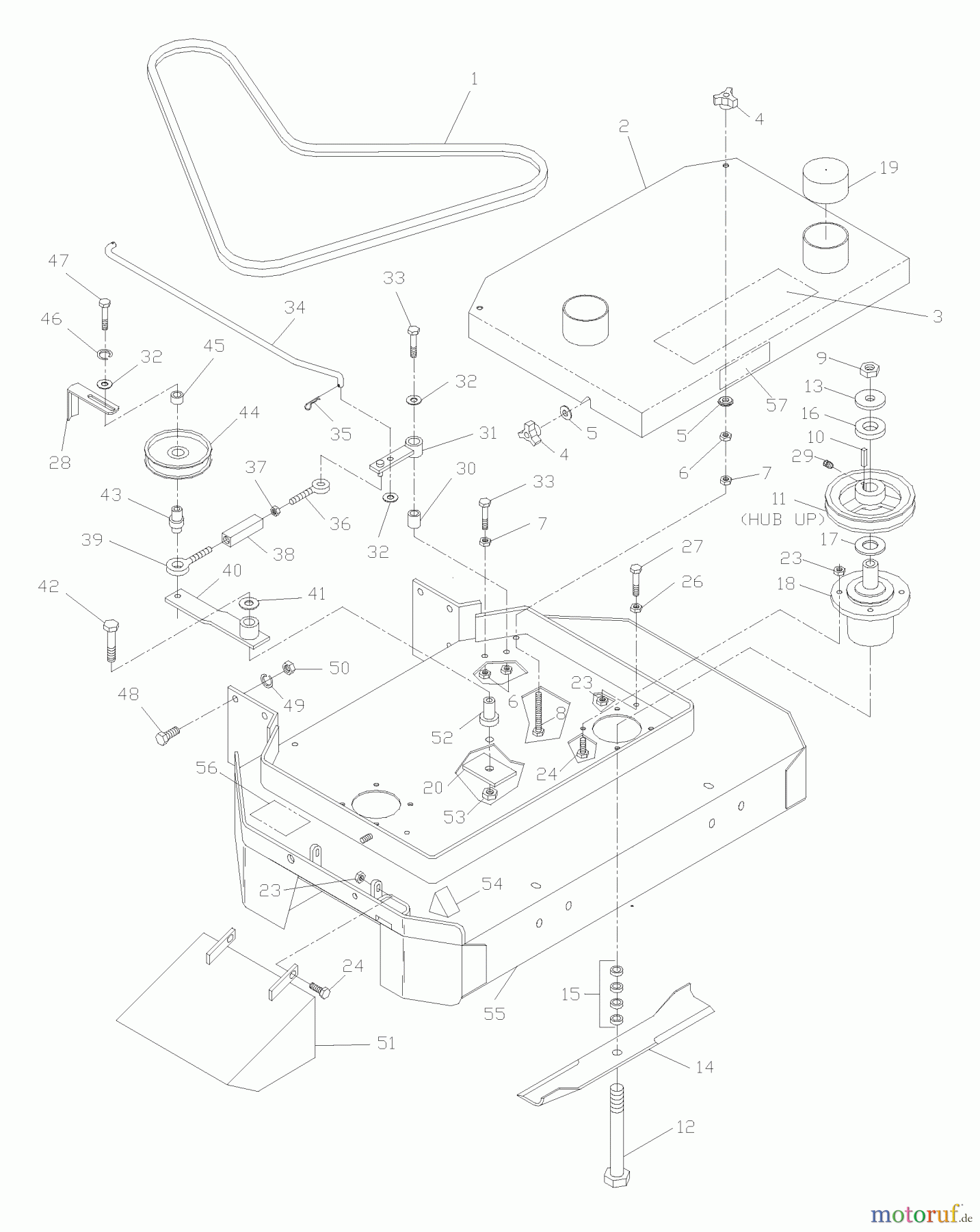Husqvarna Rasenmäher für Großflächen WG 3213P (968999114) - Husqvarna Wide-Area Walk-Behind Mower (2005-08 to 2008-05) Front Deck Assembly 32