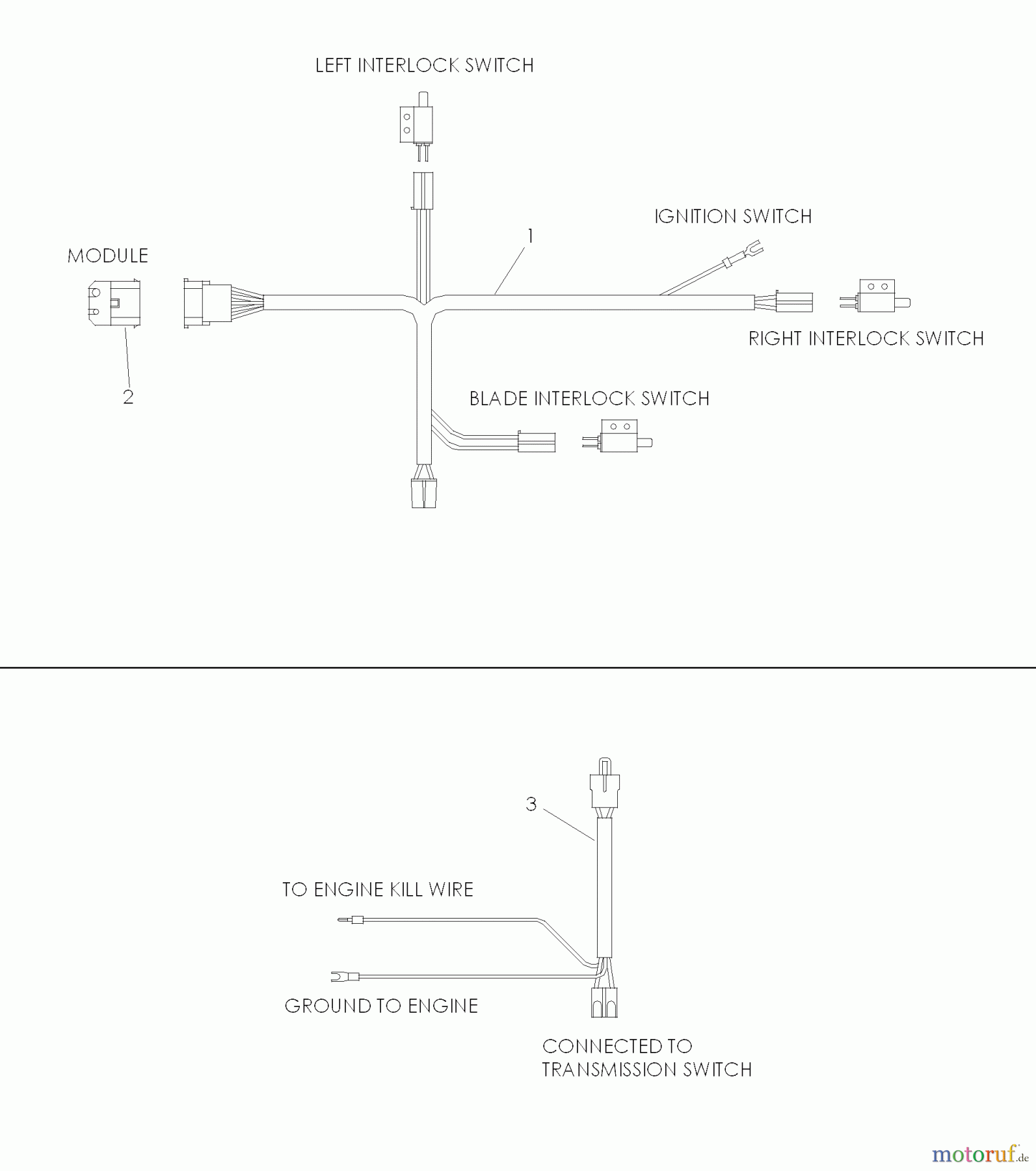 Husqvarna Rasenmäher für Großflächen WG 3613EC (968999756) - Husqvarna Wide-Area Walk-Behind Mower (2006-02 & After) Wiring Harness