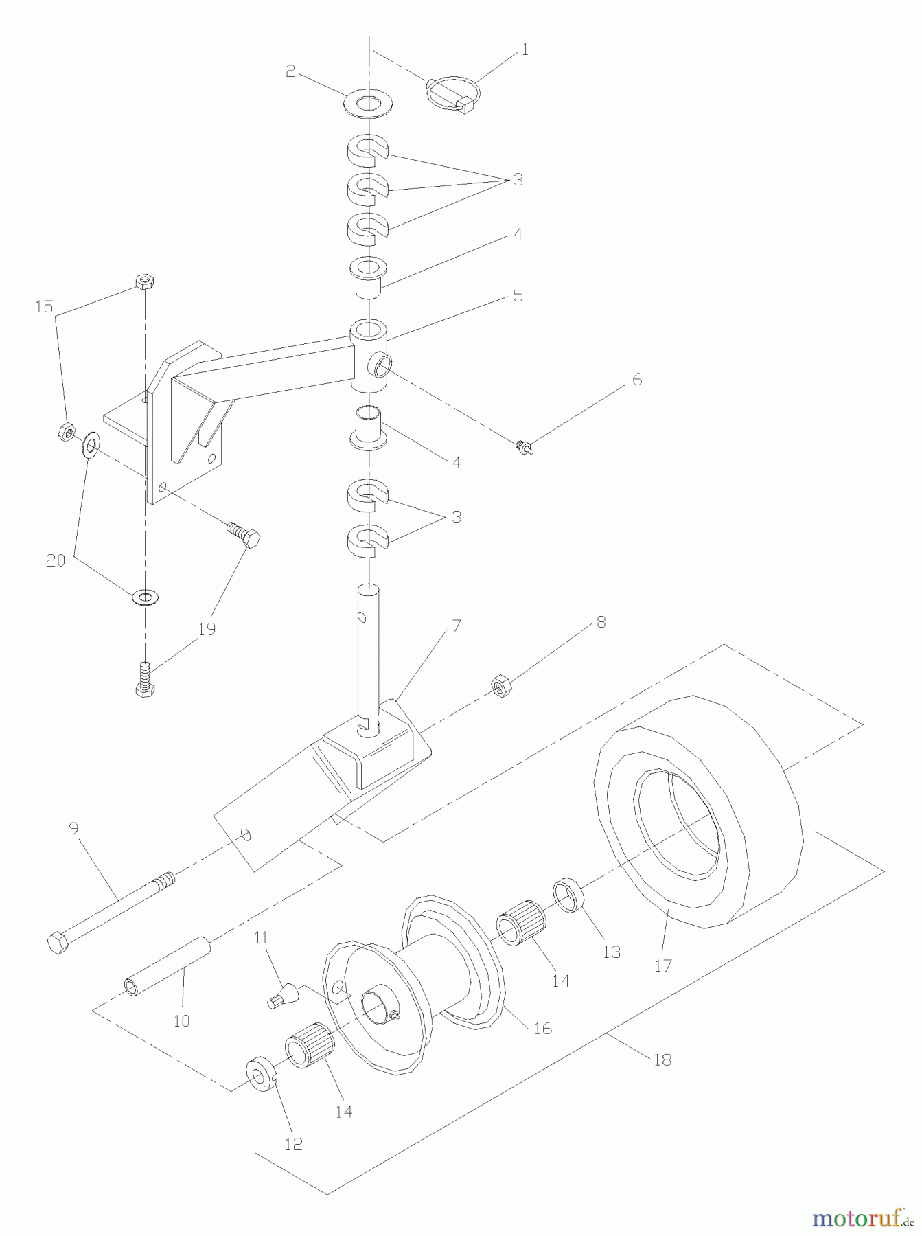 Husqvarna Rasenmäher für Großflächen W 3613 (968999116) - Husqvarna Wide-Area Walk-Behind Mower (2004-11 & After) Front Caster Assembly