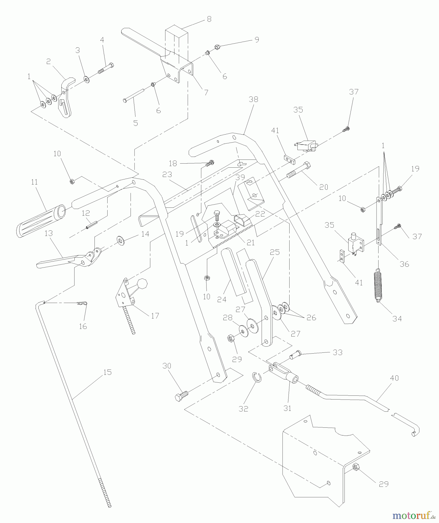 Husqvarna Rasenmäher für Großflächen W 3213 (968999114) - Husqvarna Wide-Area Walk-Behind Mower (2004-11 & After) Upper Handle Assembly