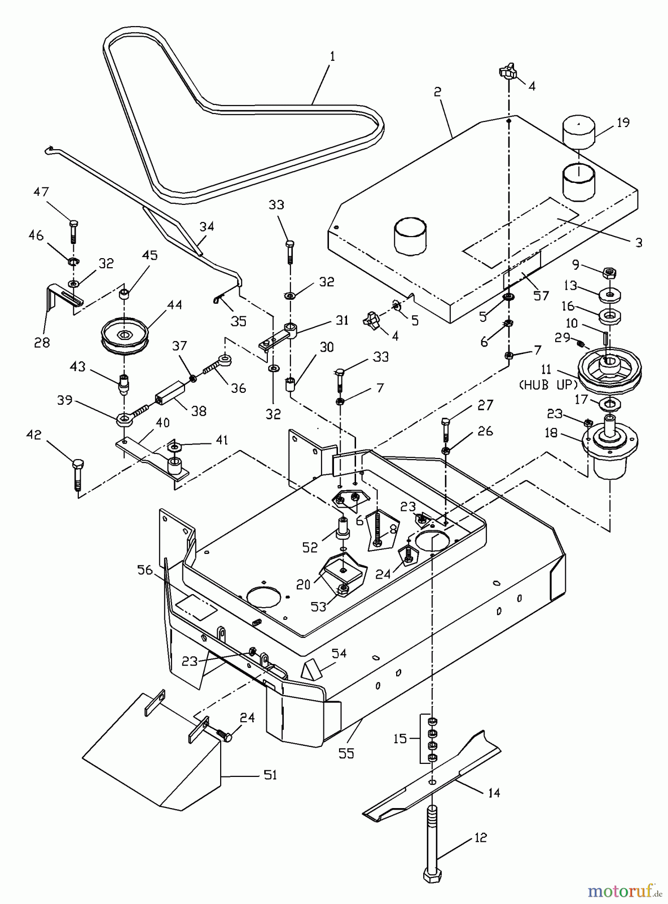 Husqvarna Rasenmäher für Großflächen WH 3614A (968999105) - Husqvarna Wide-Area Walk-Behind Mower (2001-02 & After) Front Deck Assembly